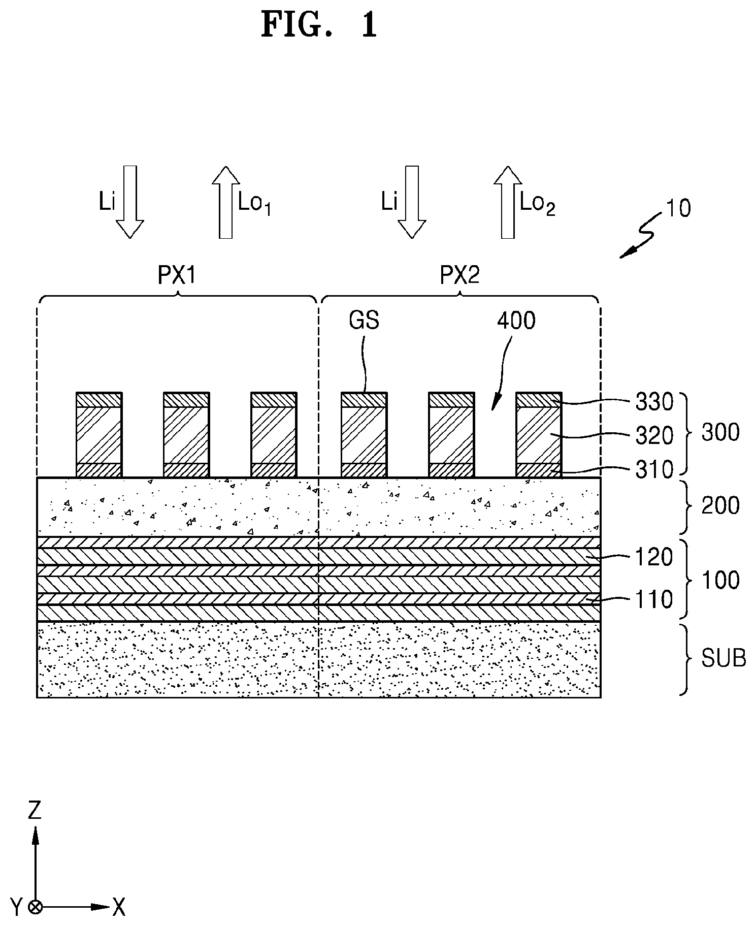 Patent US12541007 Figure 1 – Spatial light modulator and LiDAR apparatus including the same