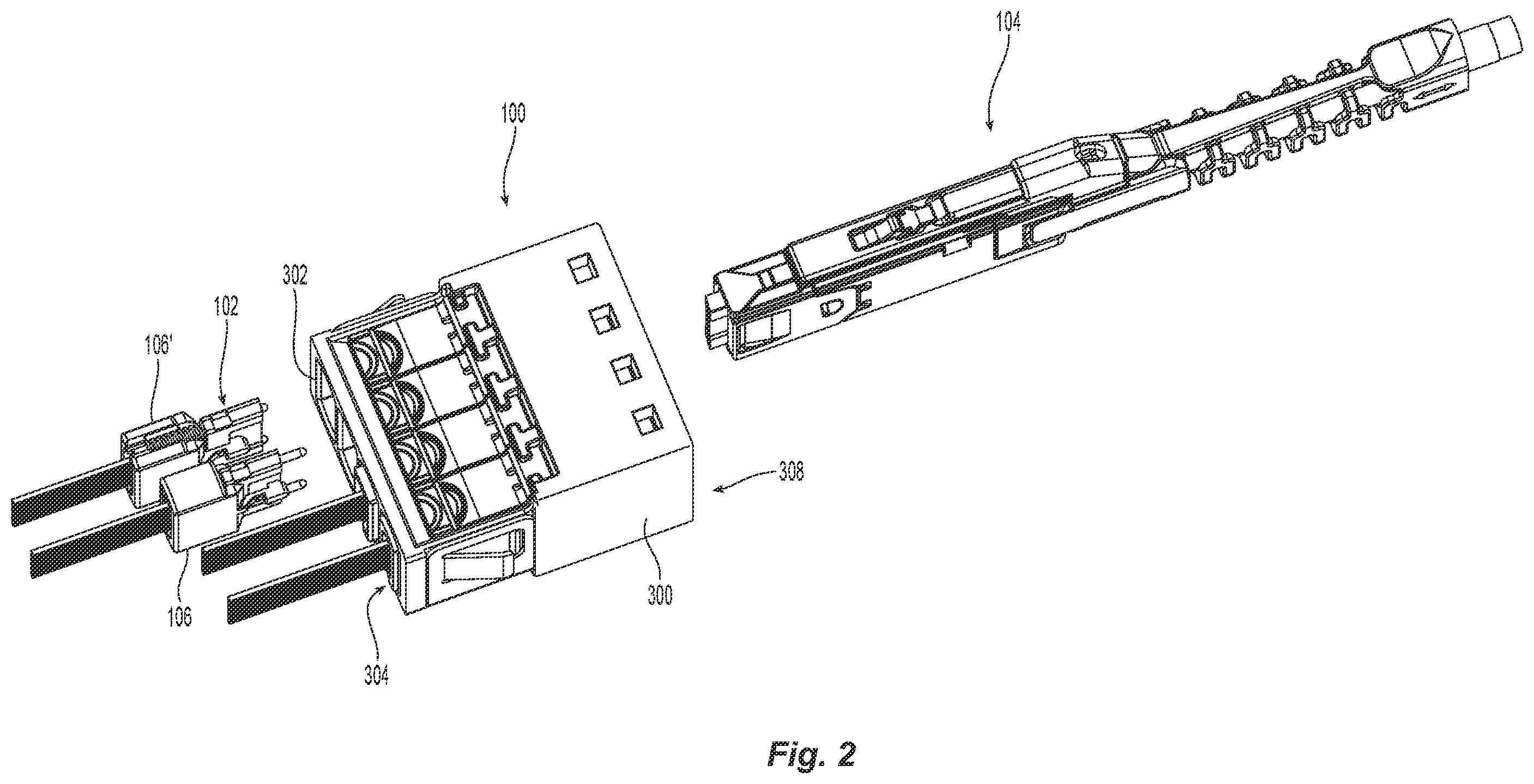 Patent US12541063 Figure 2 – Ferrule holder for miniature mt ferrule and adapter interface for mating with fiber optic connectors