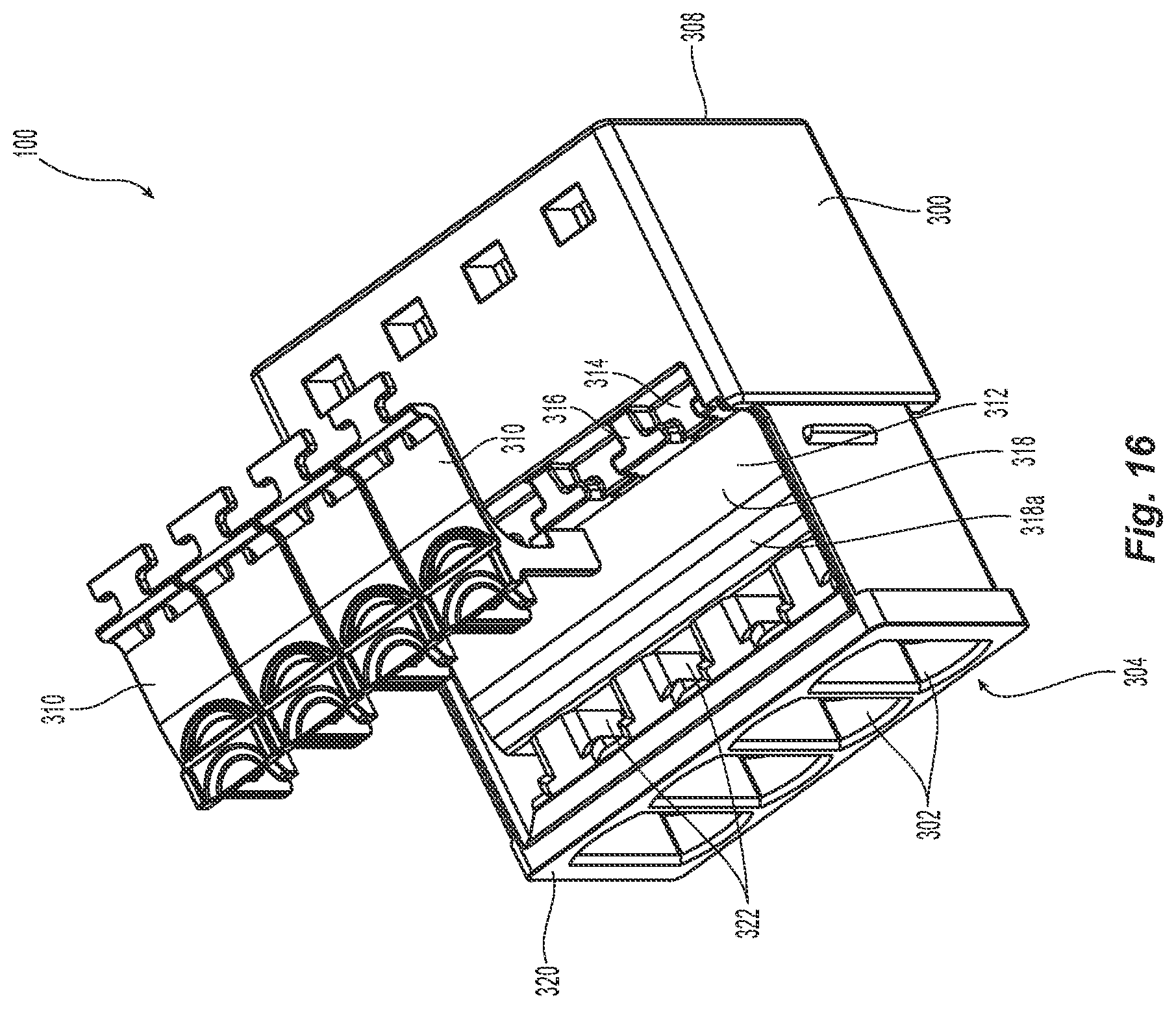 Patent US12541063 Figure 16 – Ferrule holder for miniature mt ferrule and adapter interface for mating with fiber optic connectors