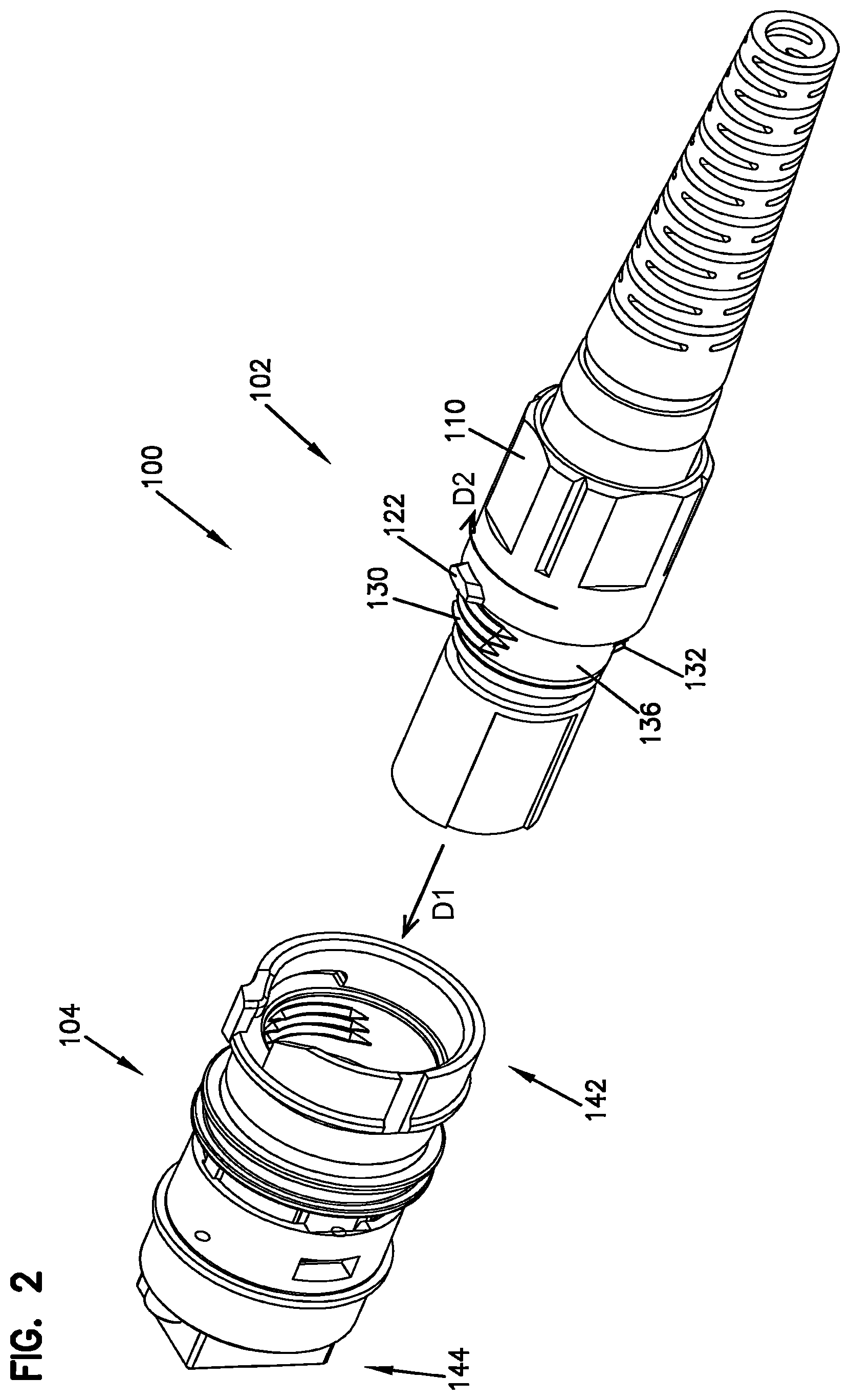 Patent US12541064 Figure 2 – Telecommunications enclosure for hardened fiber optic connector