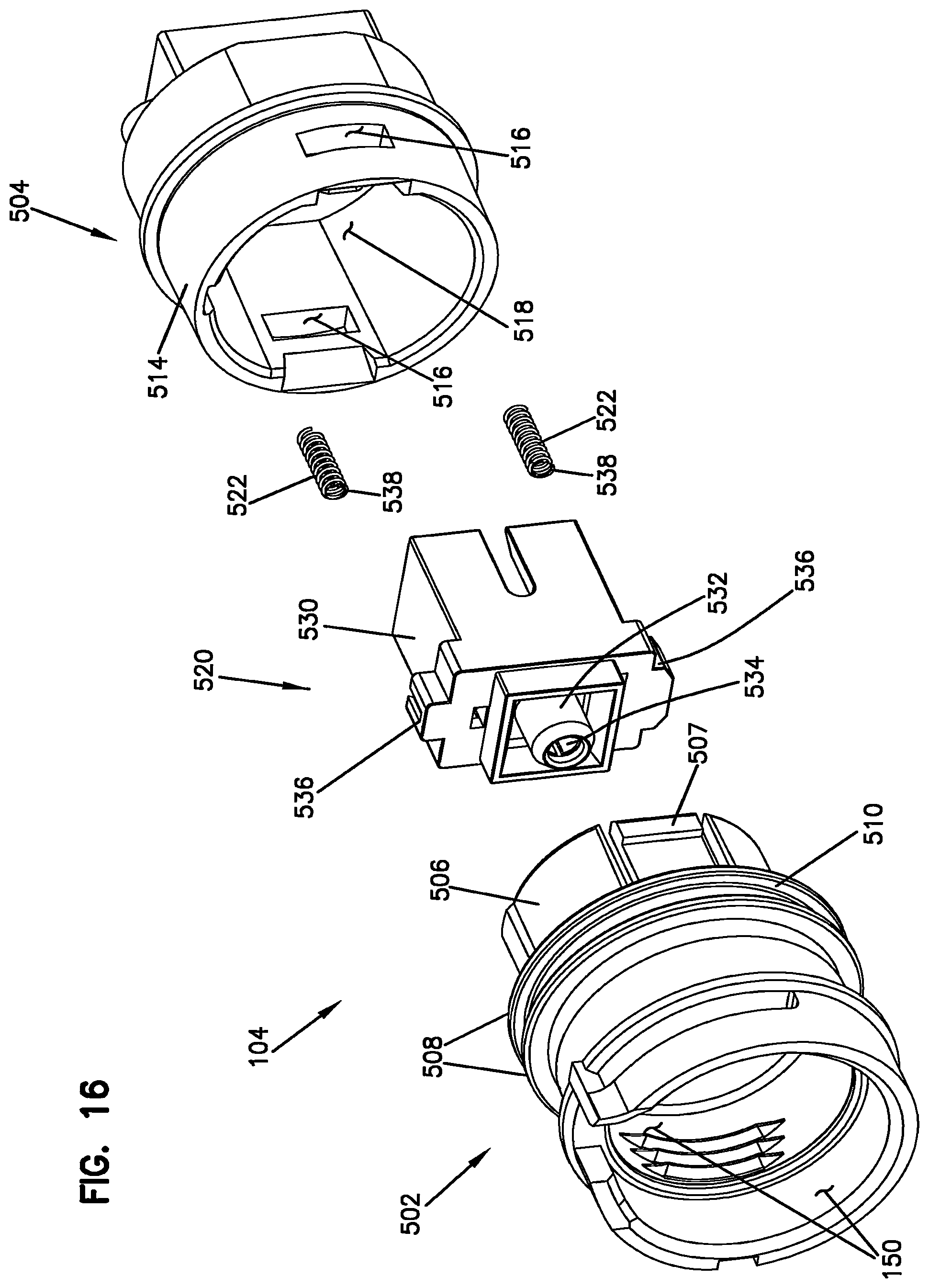Patent US12541064 Figure 16 – Telecommunications enclosure for hardened fiber optic connector