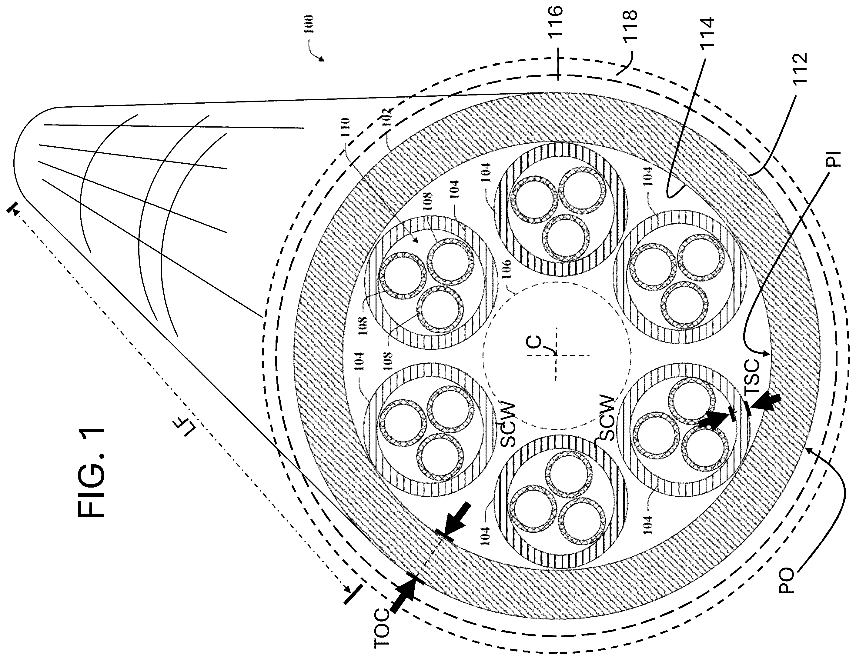 Patent US12541069 Figure 1 – Optical fiber cable