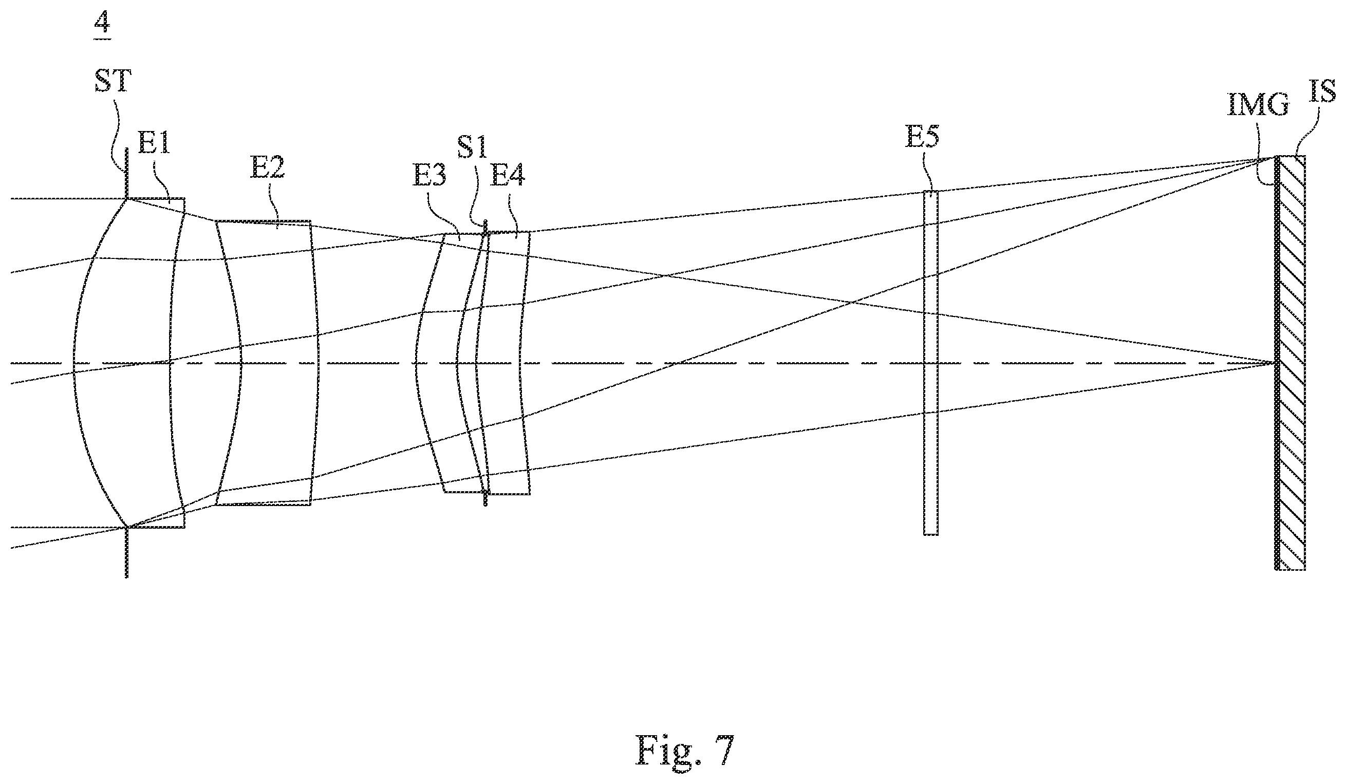 Patent US12541080 Figure 7 – Imaging system lens assembly wherein a total number of lens elements is four, imaging apparatus and electronic device