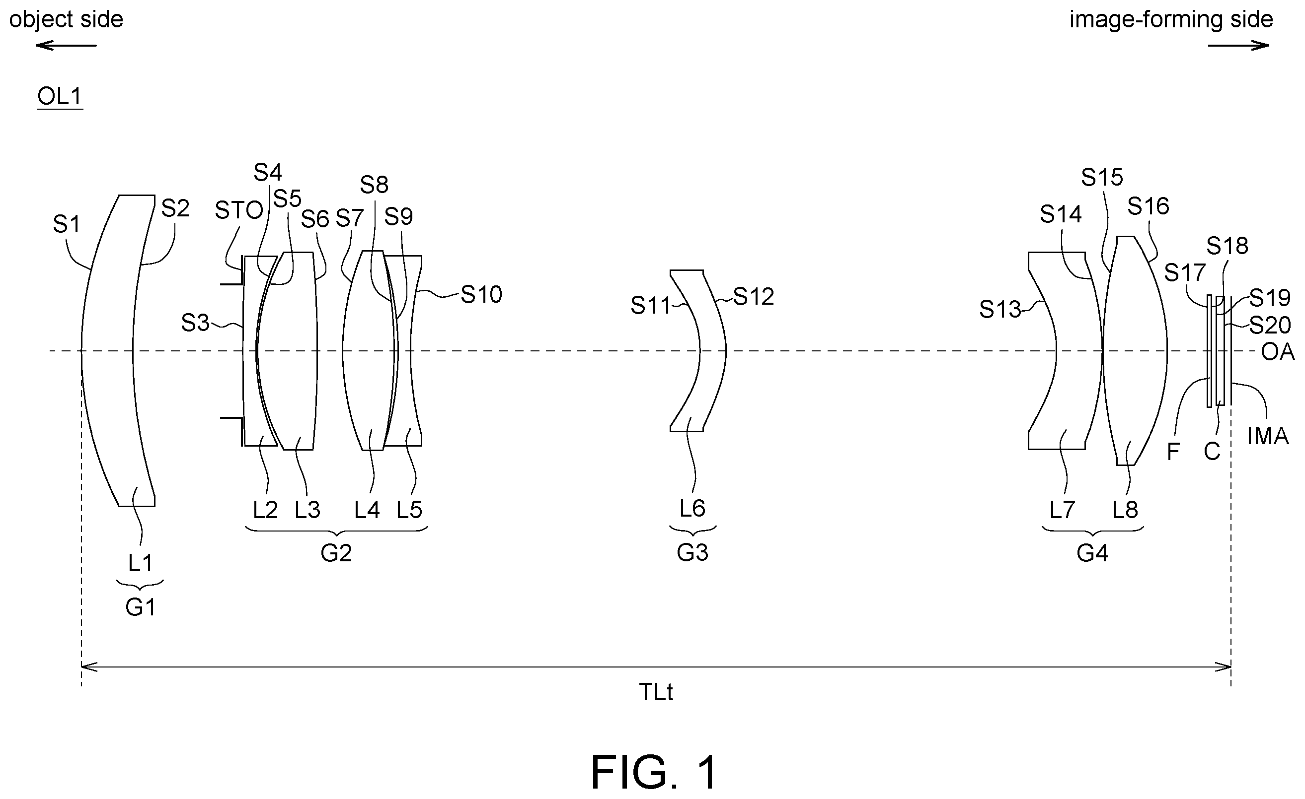 Patent US12541082 Figure 1 – Optical lens and electronic apparatus