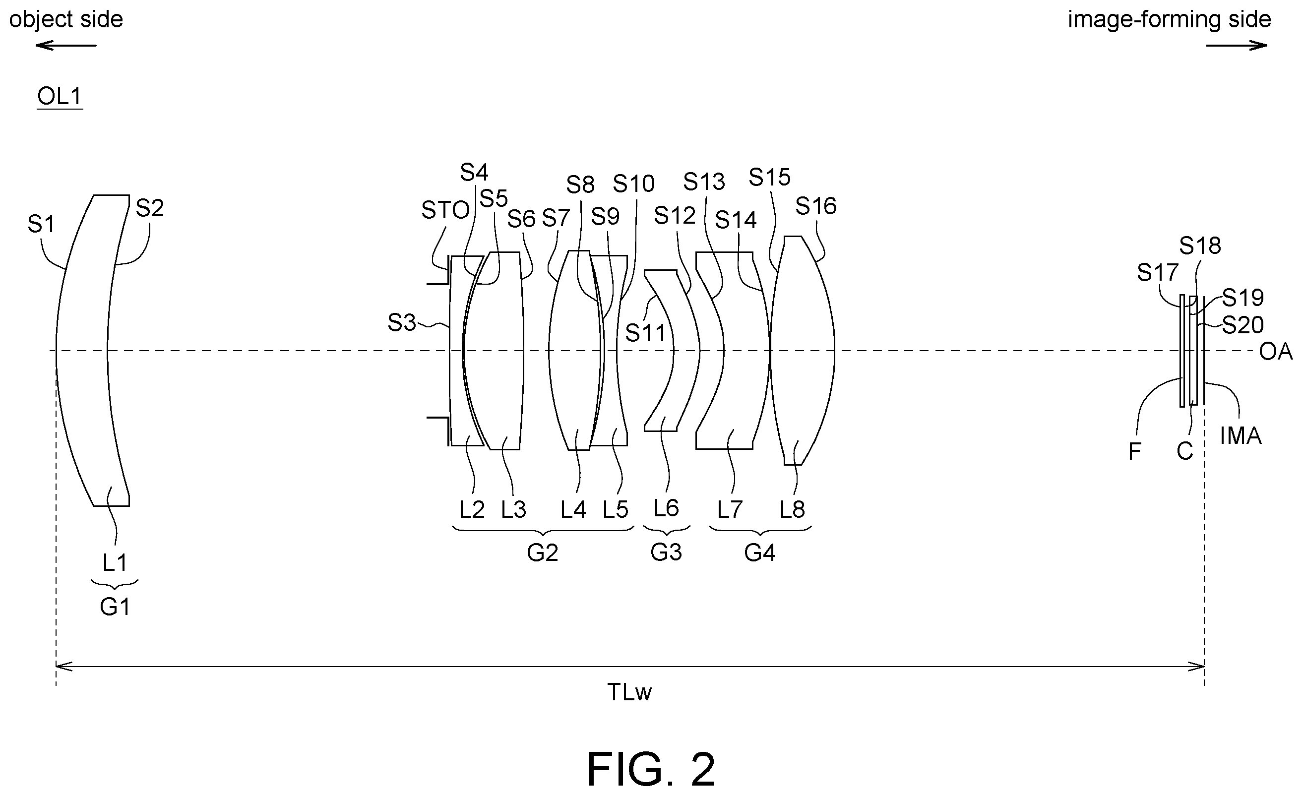 Patent US12541082 Figure 2 – Optical lens and electronic apparatus