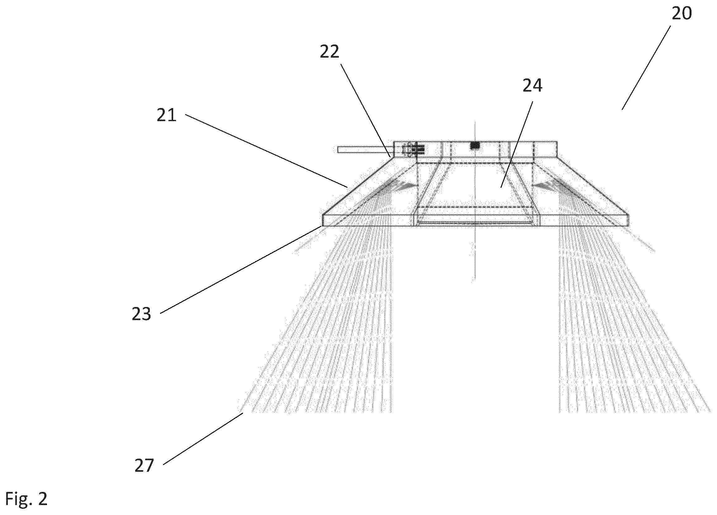 Patent US12541095 Figure 2 – Reflector for reflecting electromagnetic waves from a rotating electromagnetic wave source