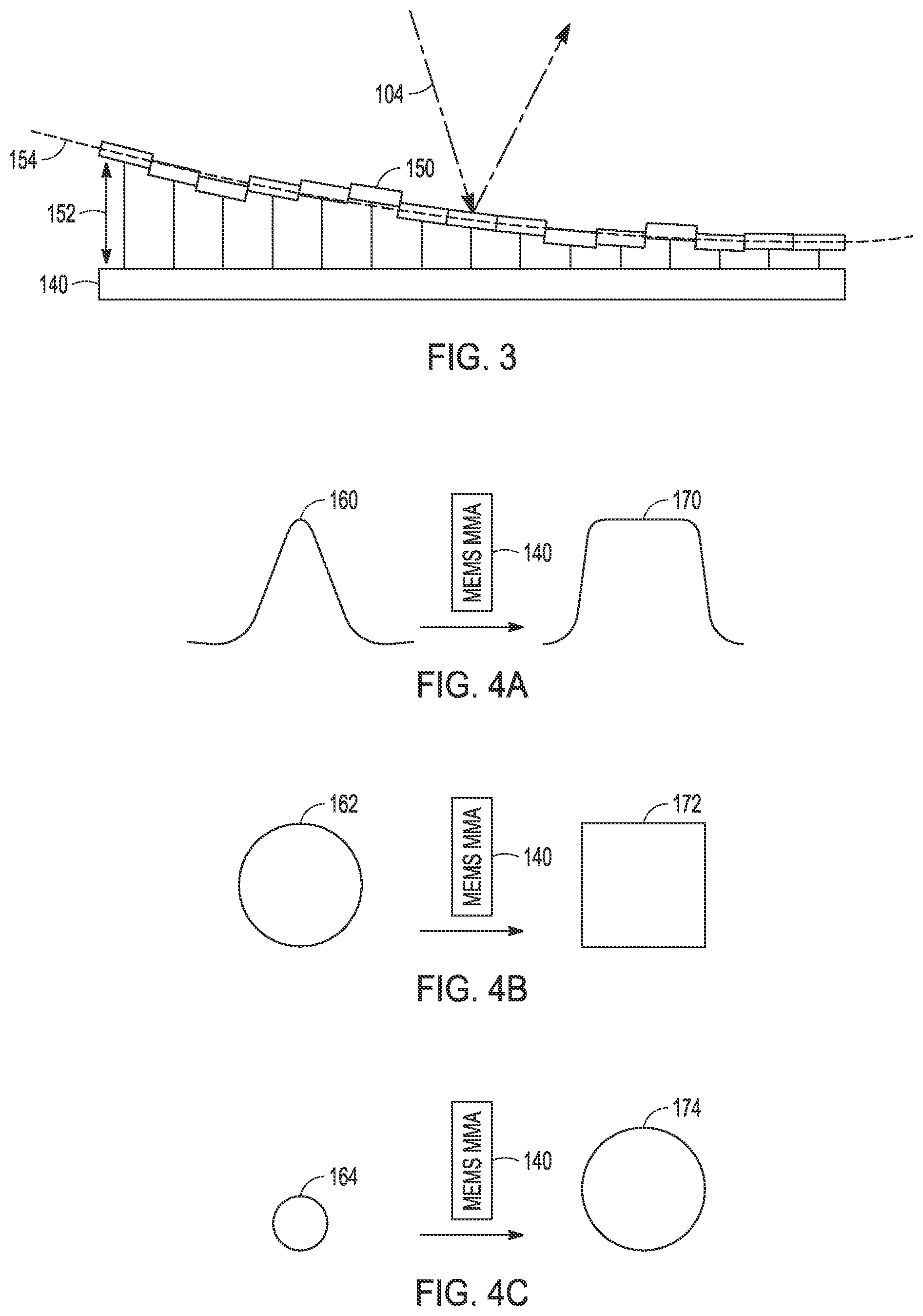 Patent US12541098 Figure 3 – Amplified laser device using a MEMS MMA having tip, tilt and piston capability to both correct a beam profile and steer the amplified beam