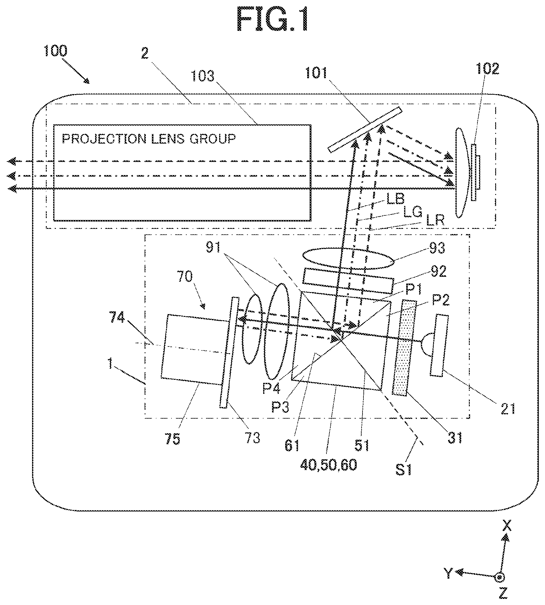 Patent US12541142 — Light source device and projection device — Figure 1