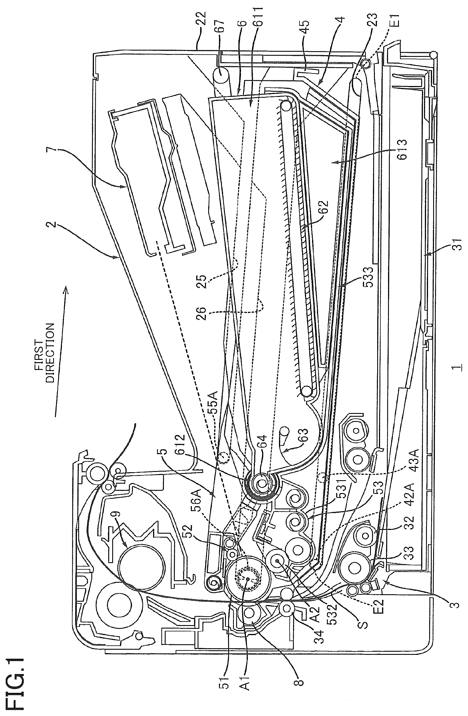 Patent US12541166 Figure 1 – Image forming device having drawer