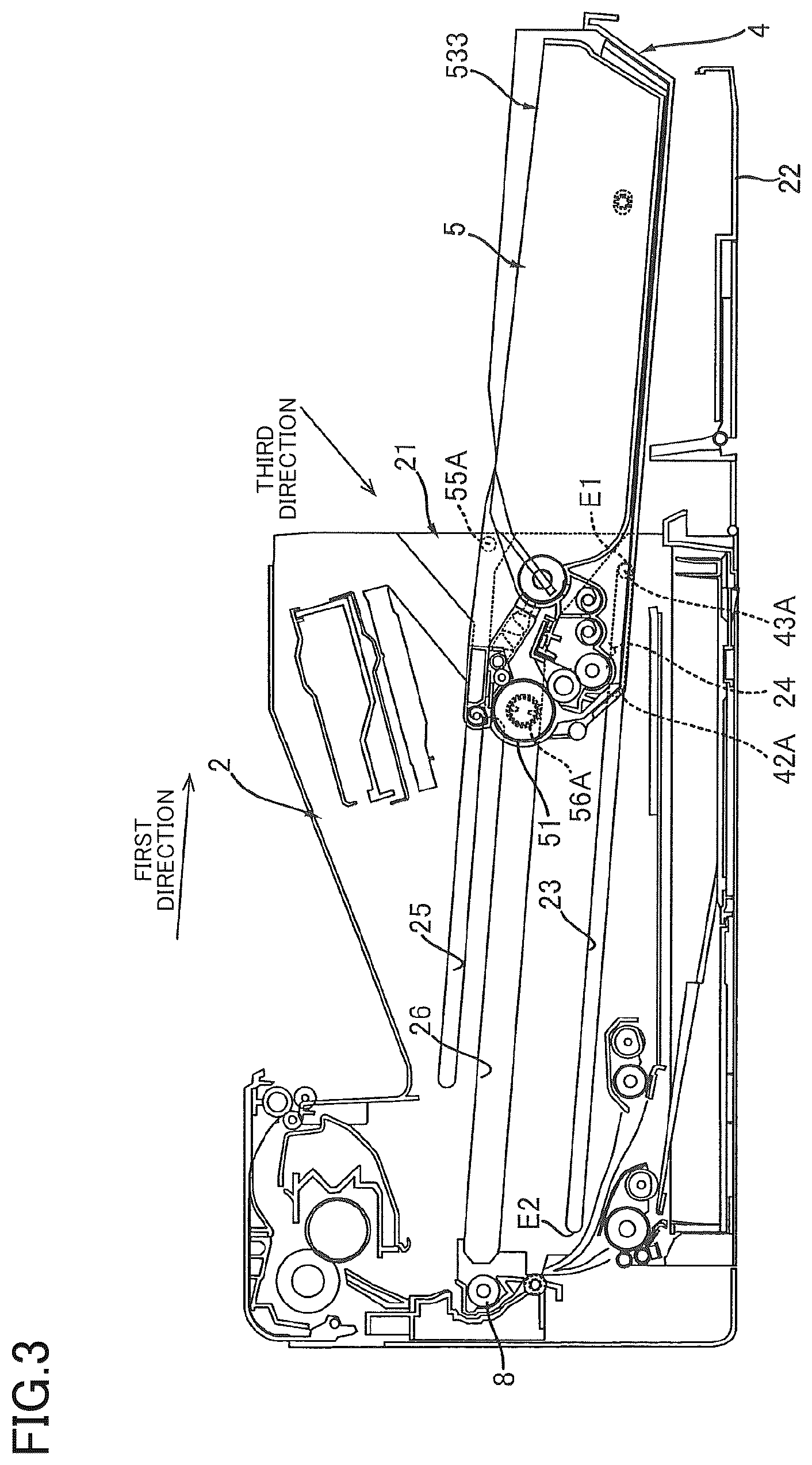 Patent US12541166 Figure 3 – Image forming device having drawer