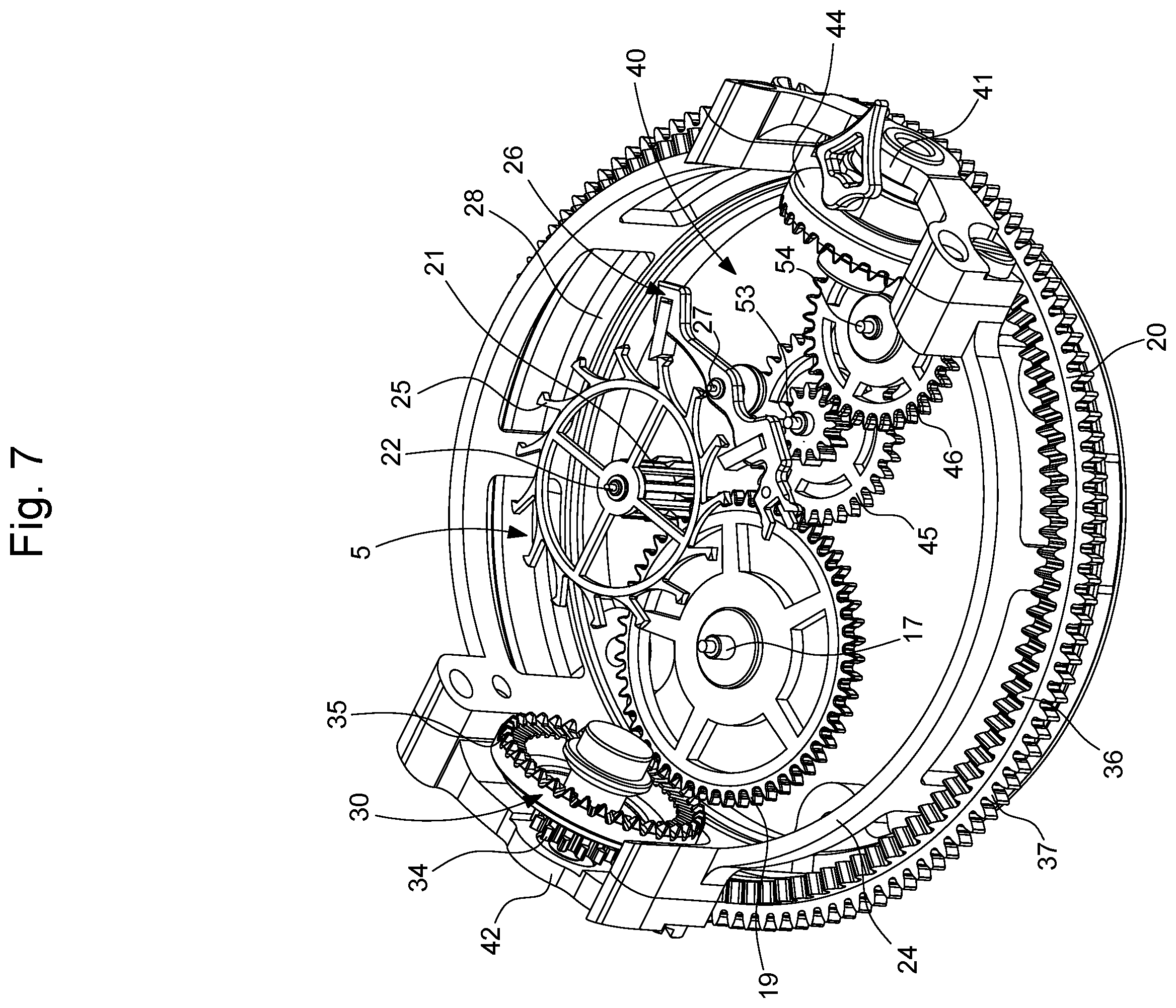 Patent US12541175 Figure 7 – Three-dimensional karussel for a horological movement