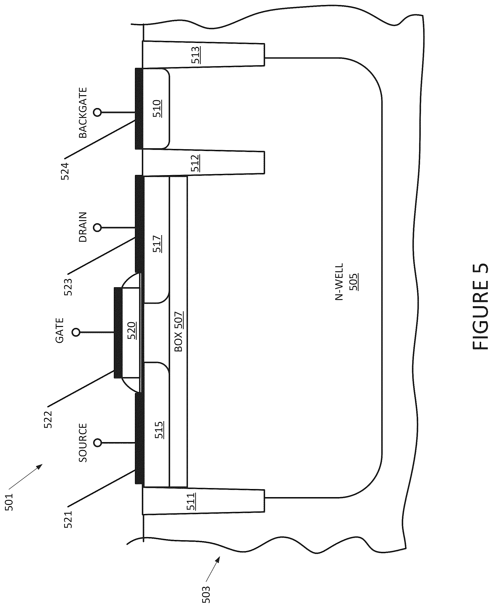 Patent US12541218 Figure 5 – Circuit with SOI transistors for providing a CTAT current