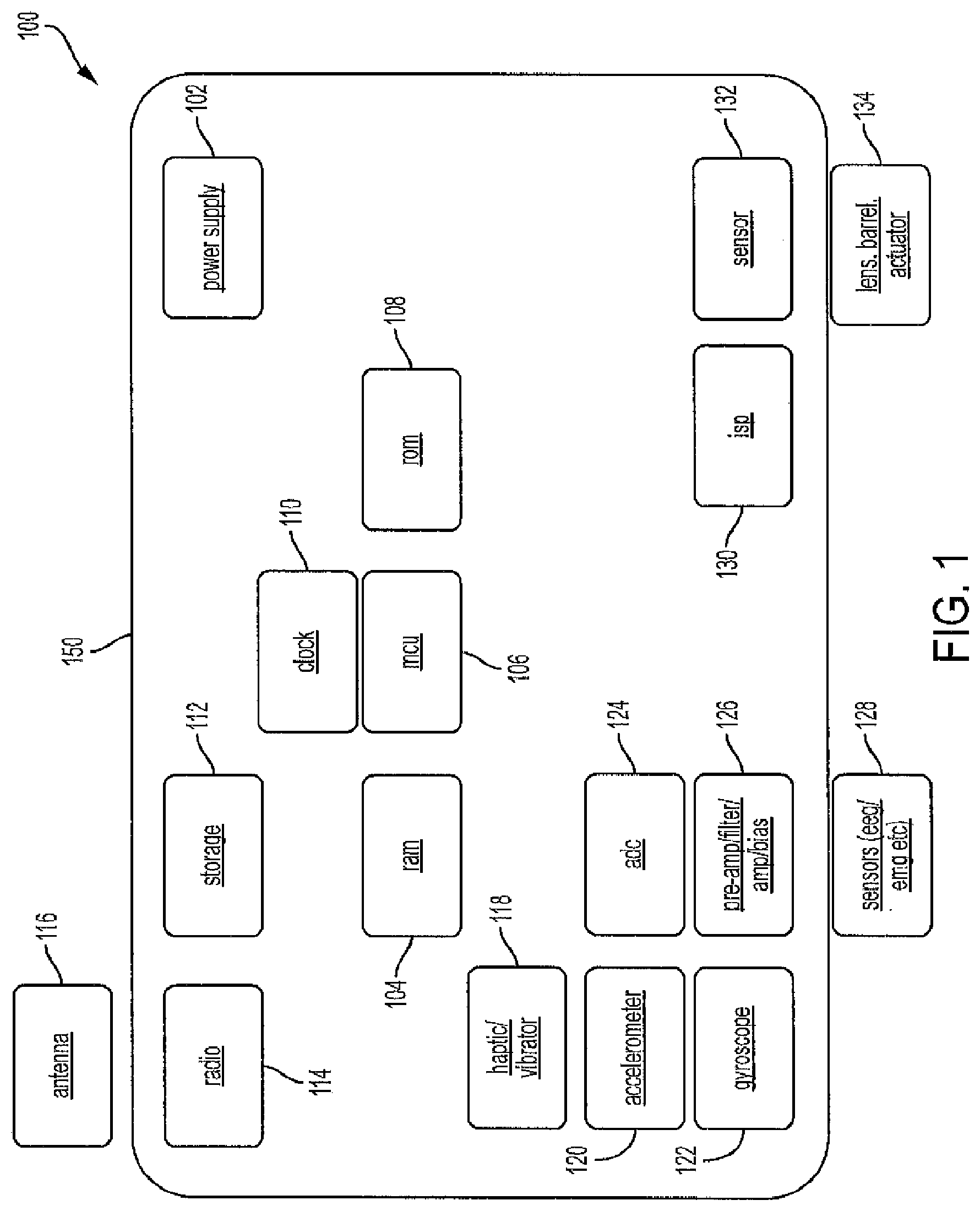 Patent US12541255 — Gesture operated wrist mounted camera system — Figure 1
