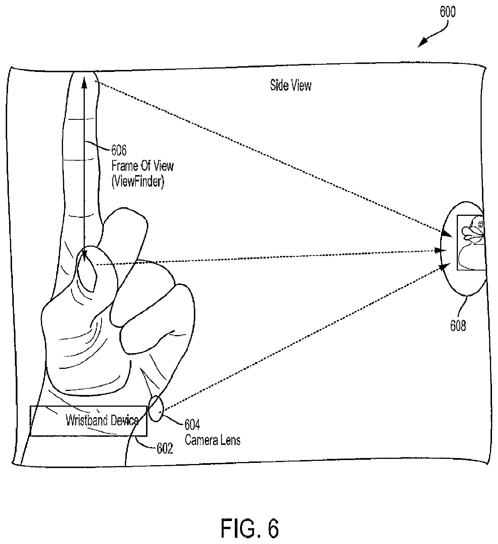 Patent US12541255 Figure 6 – Gesture operated wrist mounted camera system