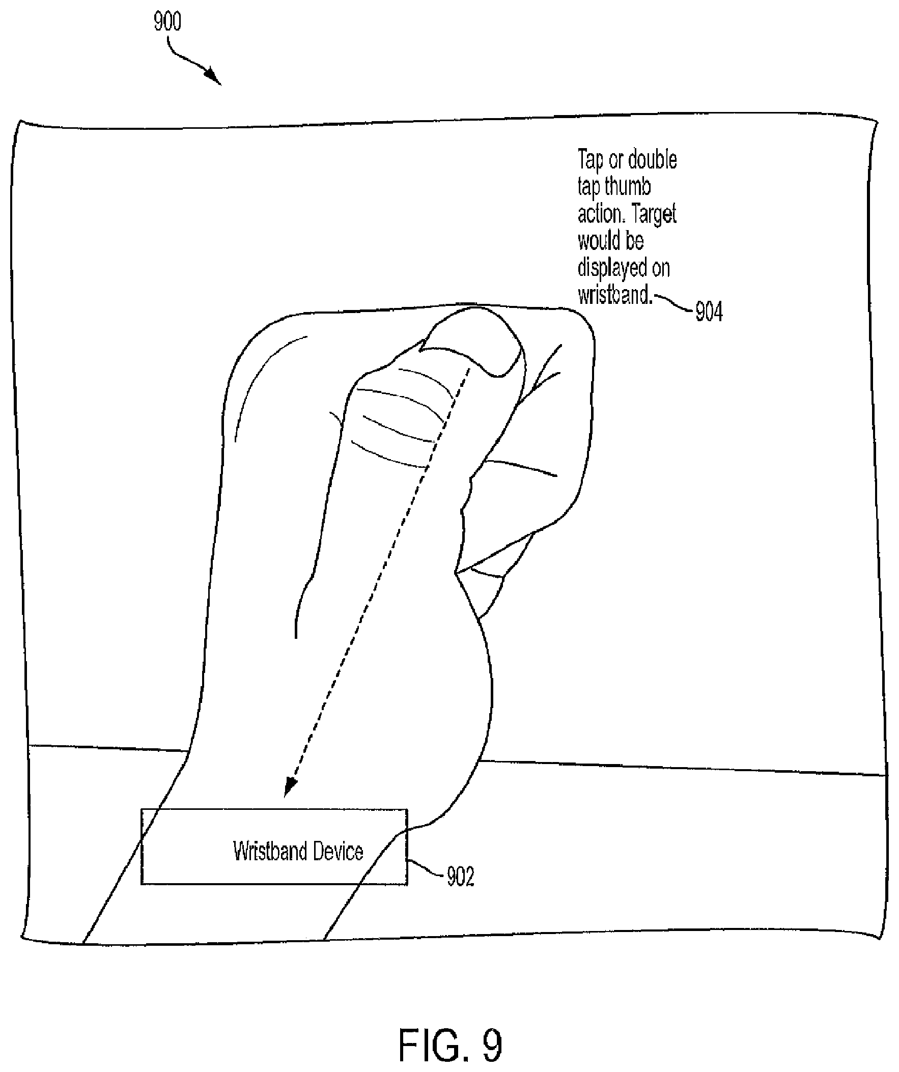 Patent US12541255 Figure 9 – Gesture operated wrist mounted camera system