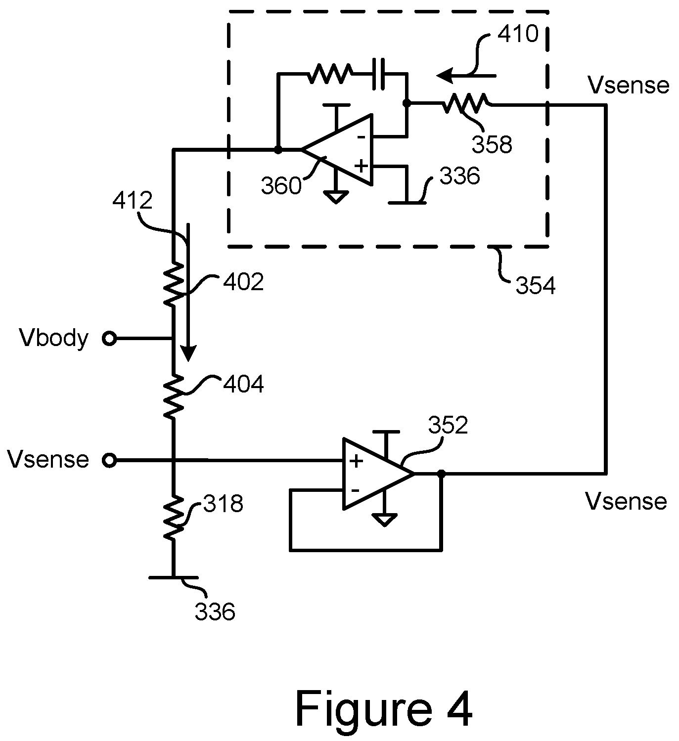 Patent US12541259 Figure 5 – Ground tracking through current compensation for biosensing systems