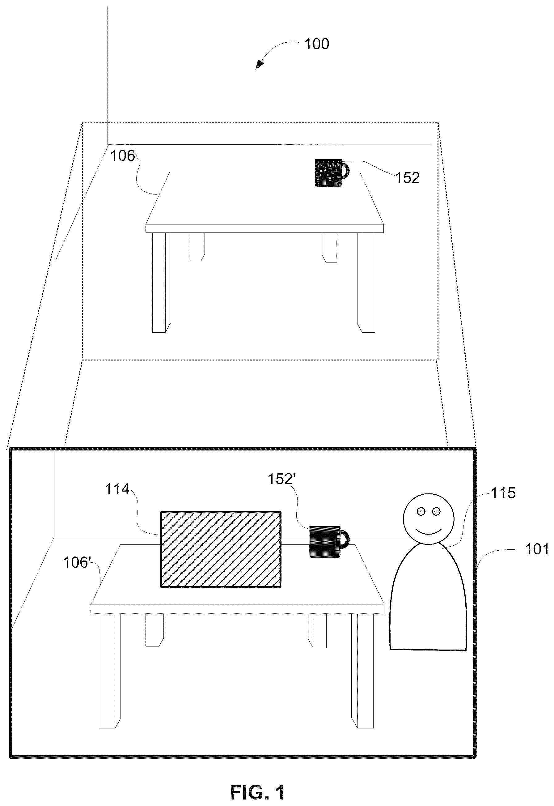 Patent US12541280 — System and method of three-dimensional placement and refinement in multi-user communication sessions — Figure 1