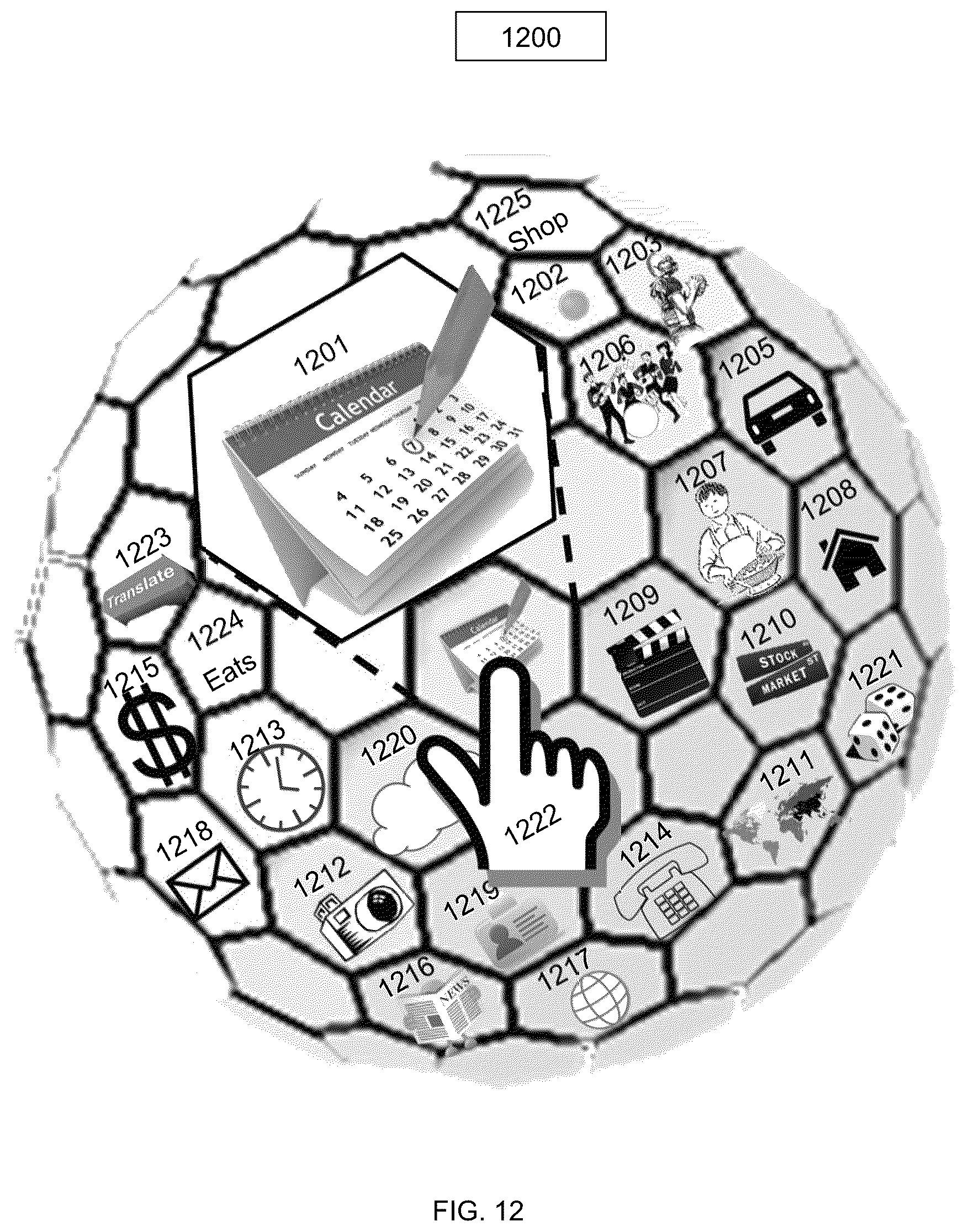 Patent US12541292 Figure 12 – User device utilizing one or more multidimensional object databases