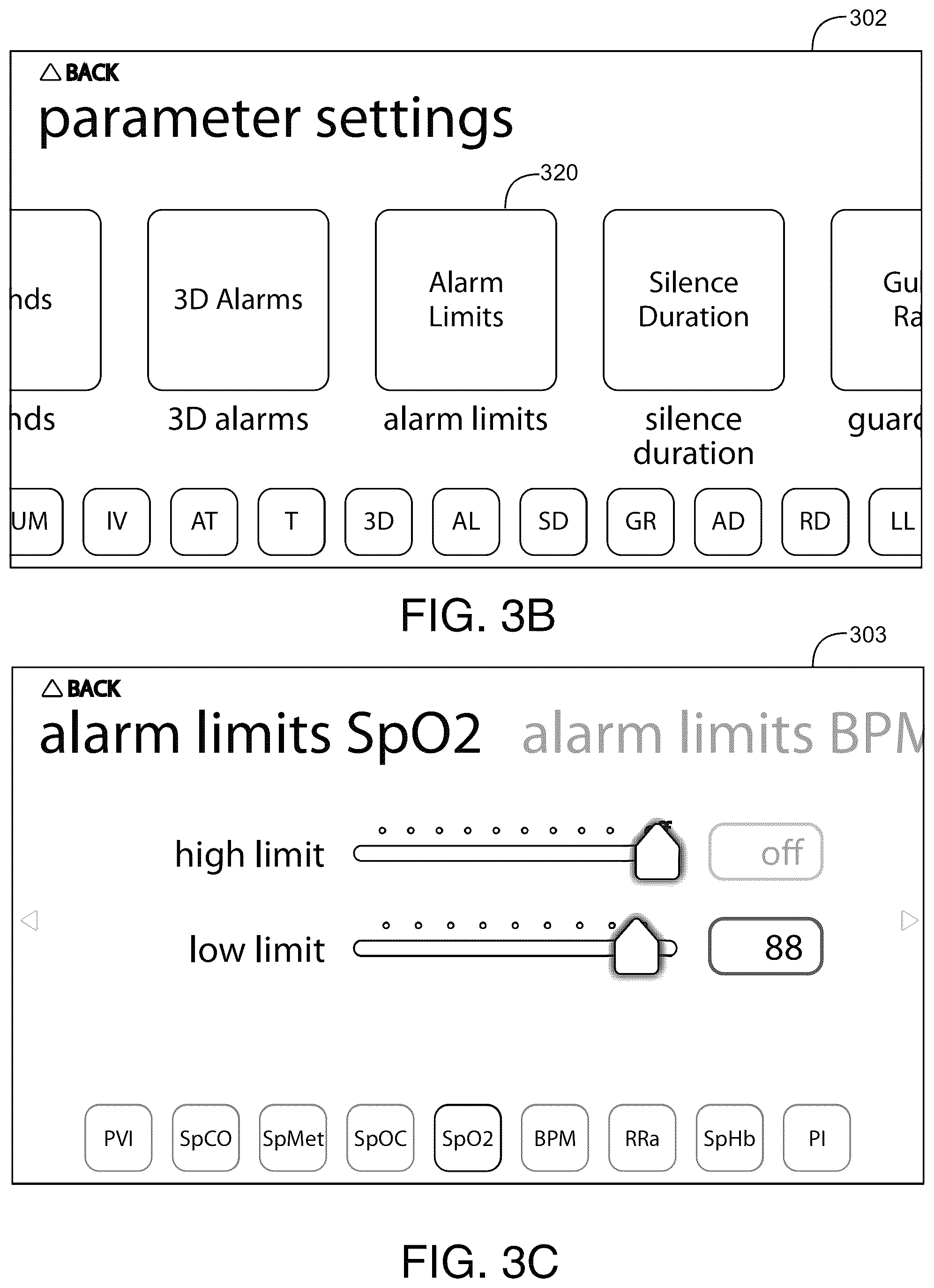 Patent US12541293 Figure 5 – Physiological monitor touchscreen interface