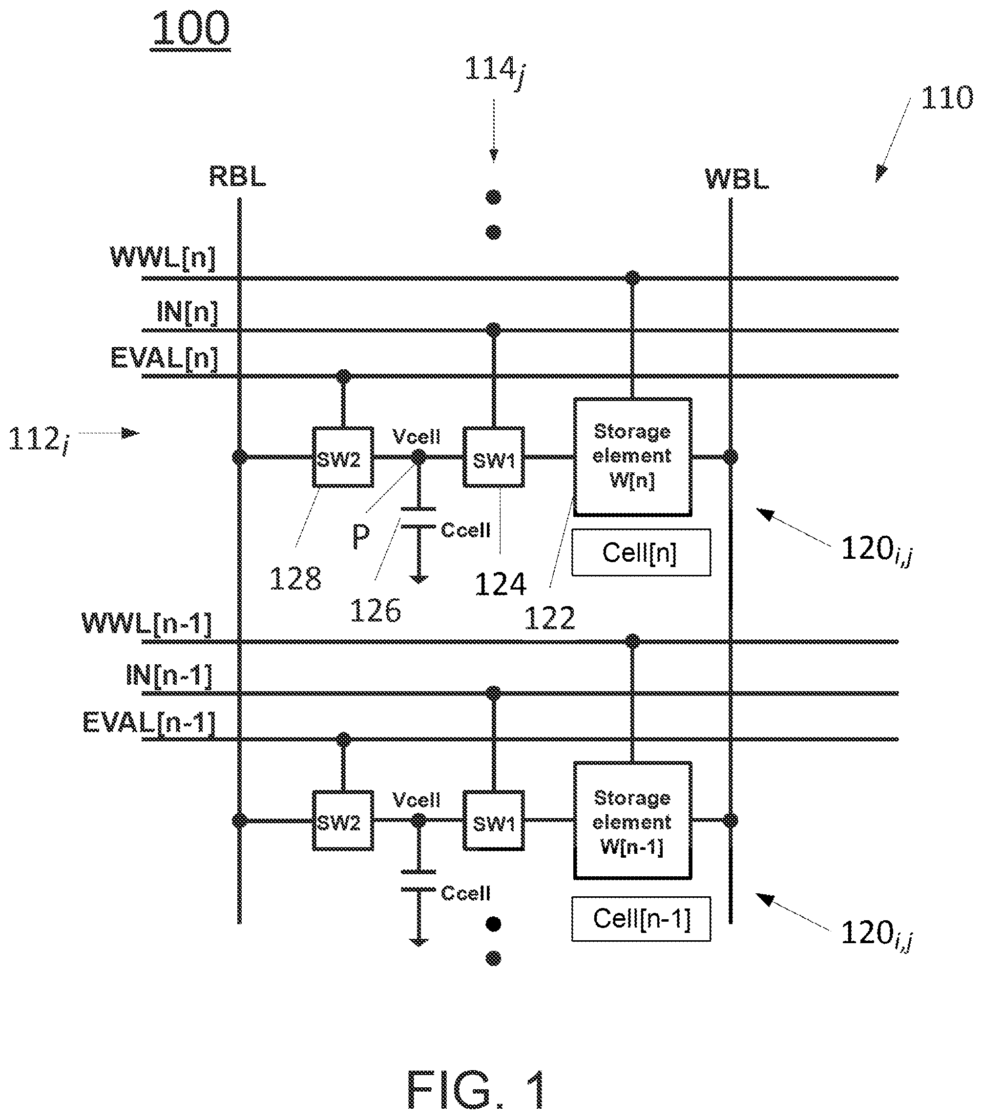 Patent US12541319 Figure 1 – Computing-in-memory device and method