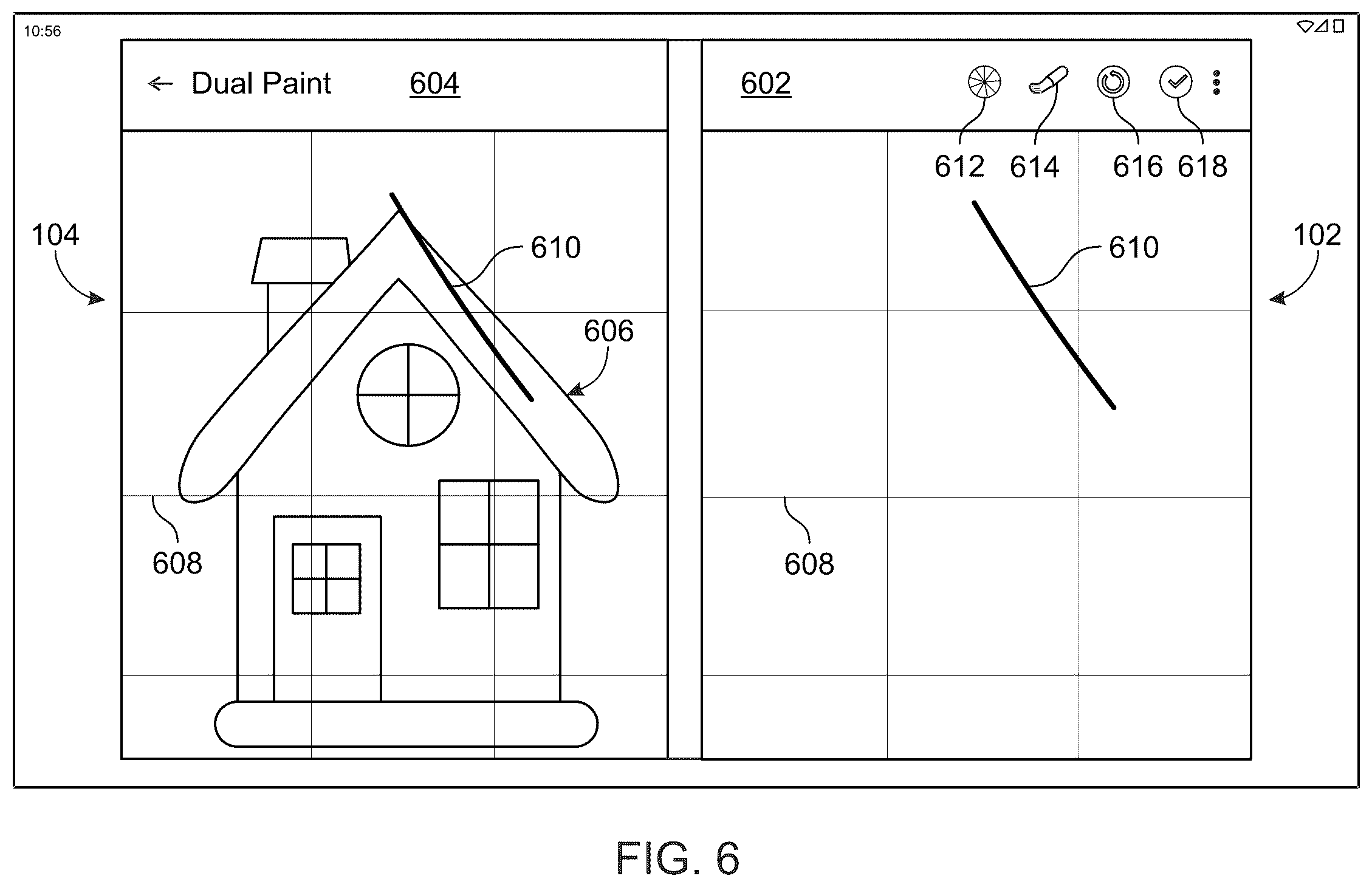 Patent US12541336 Figure 6 – Instruction color book painting for dual-screen devices