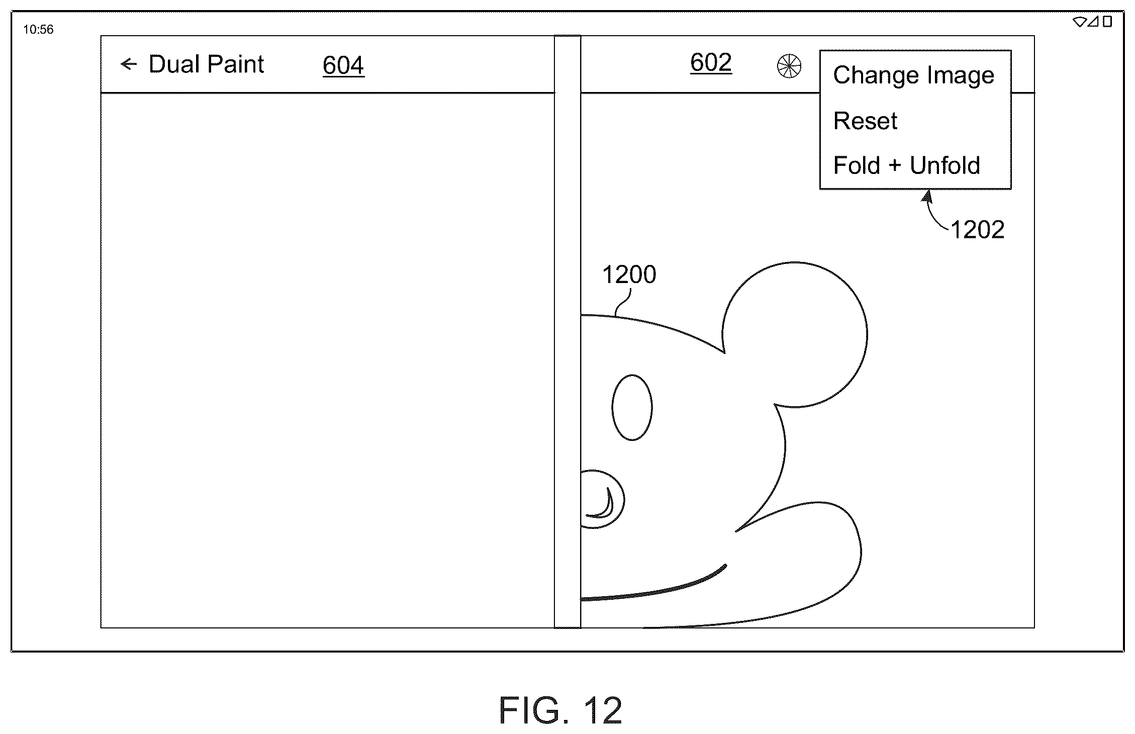 Patent US12541336 Figure 12 – Instruction color book painting for dual-screen devices