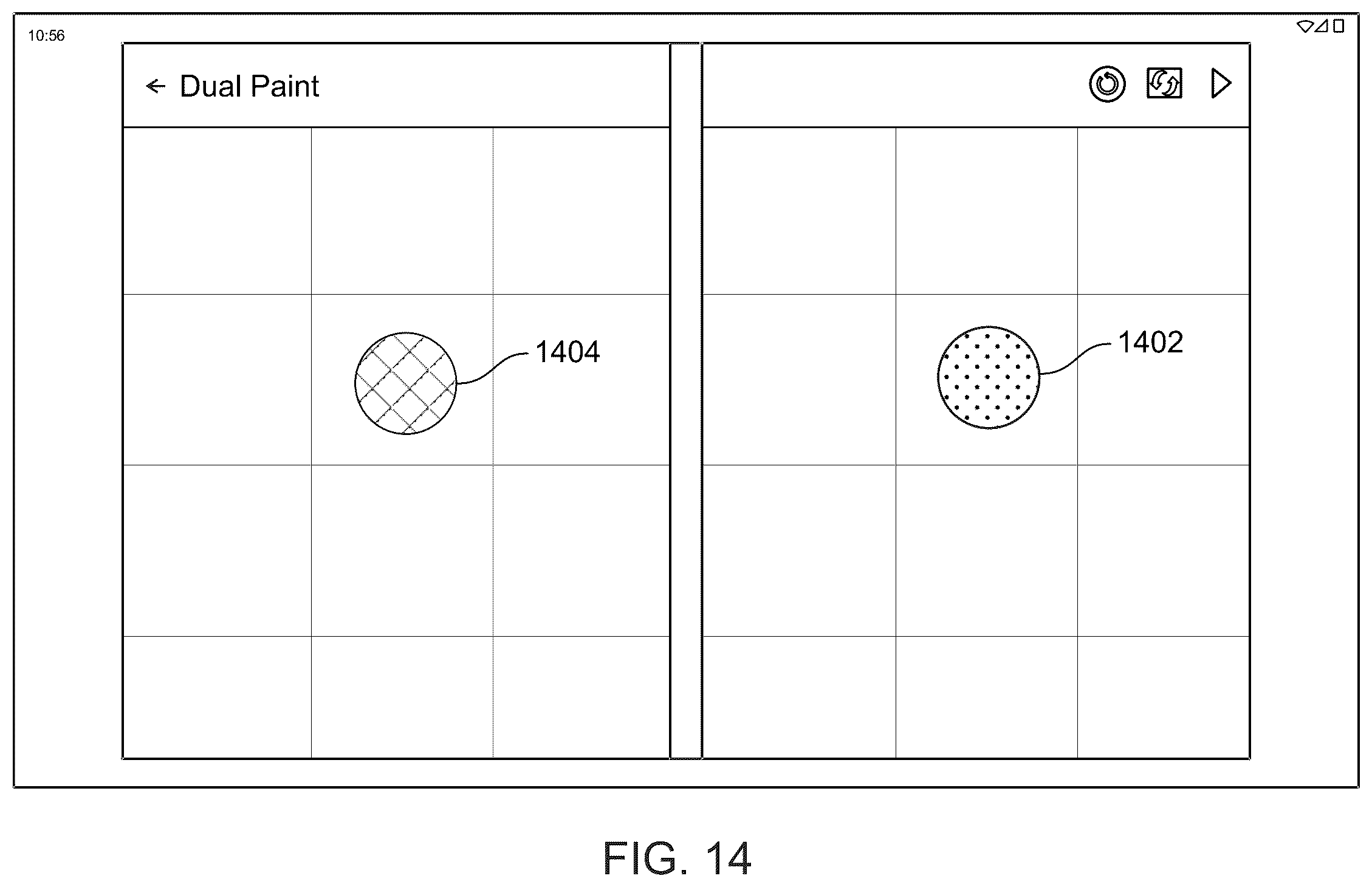 Patent US12541336 Figure 14 – Instruction color book painting for dual-screen devices