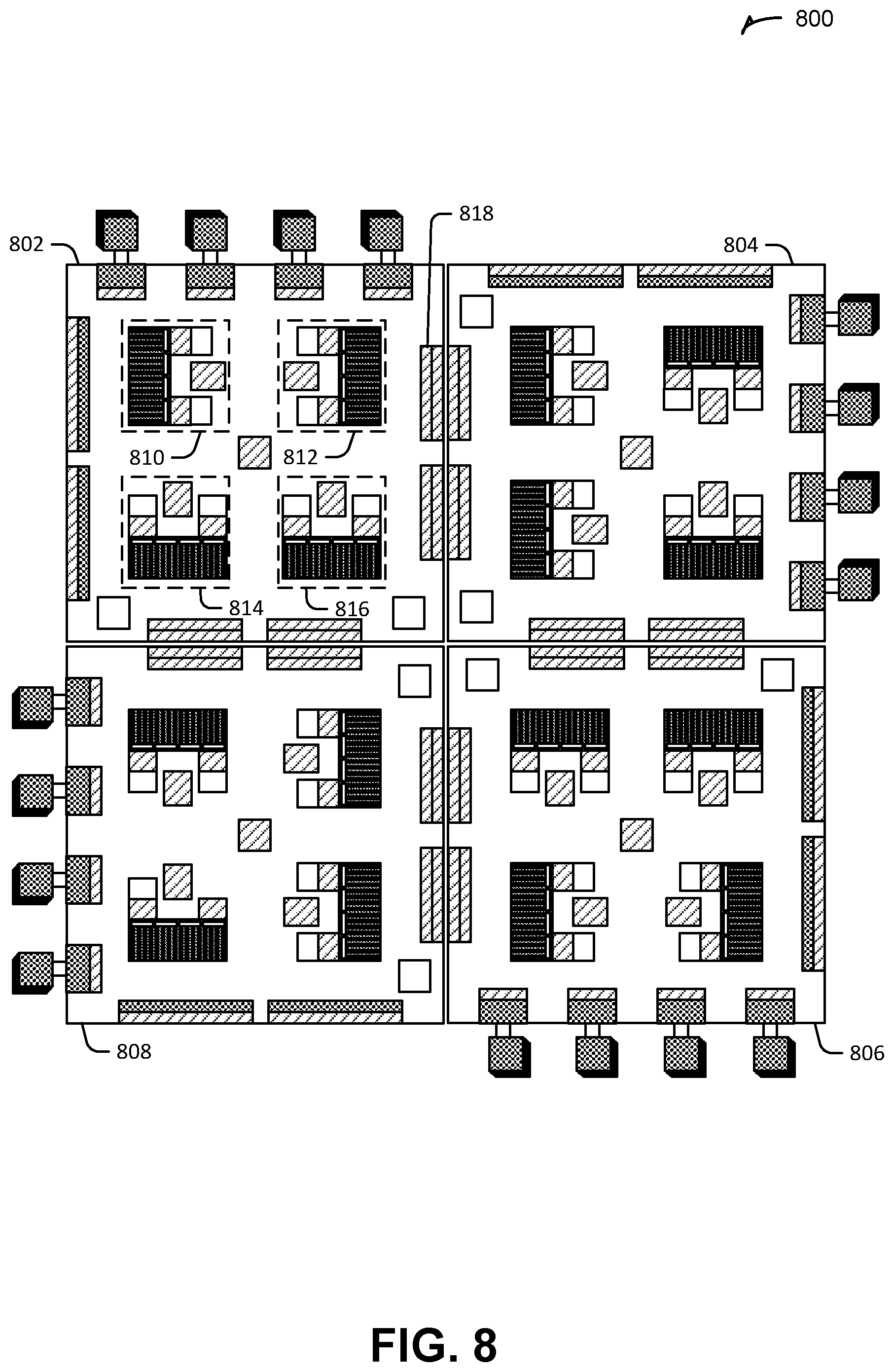 Patent US12541368 Figure 8 – Loop execution in a reconfigurable compute fabric using flow controllers for respective synchronous flows