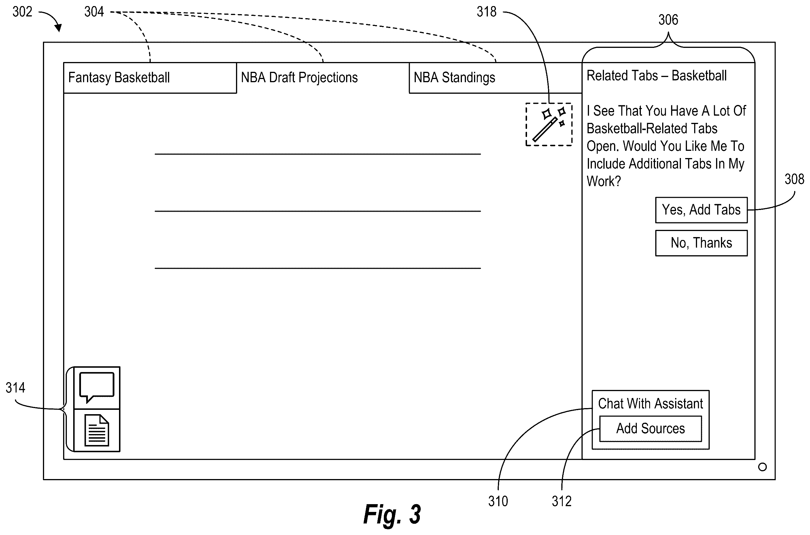 Patent US12541400 Figure 3 – Autonomous process execution for large language model function buttons