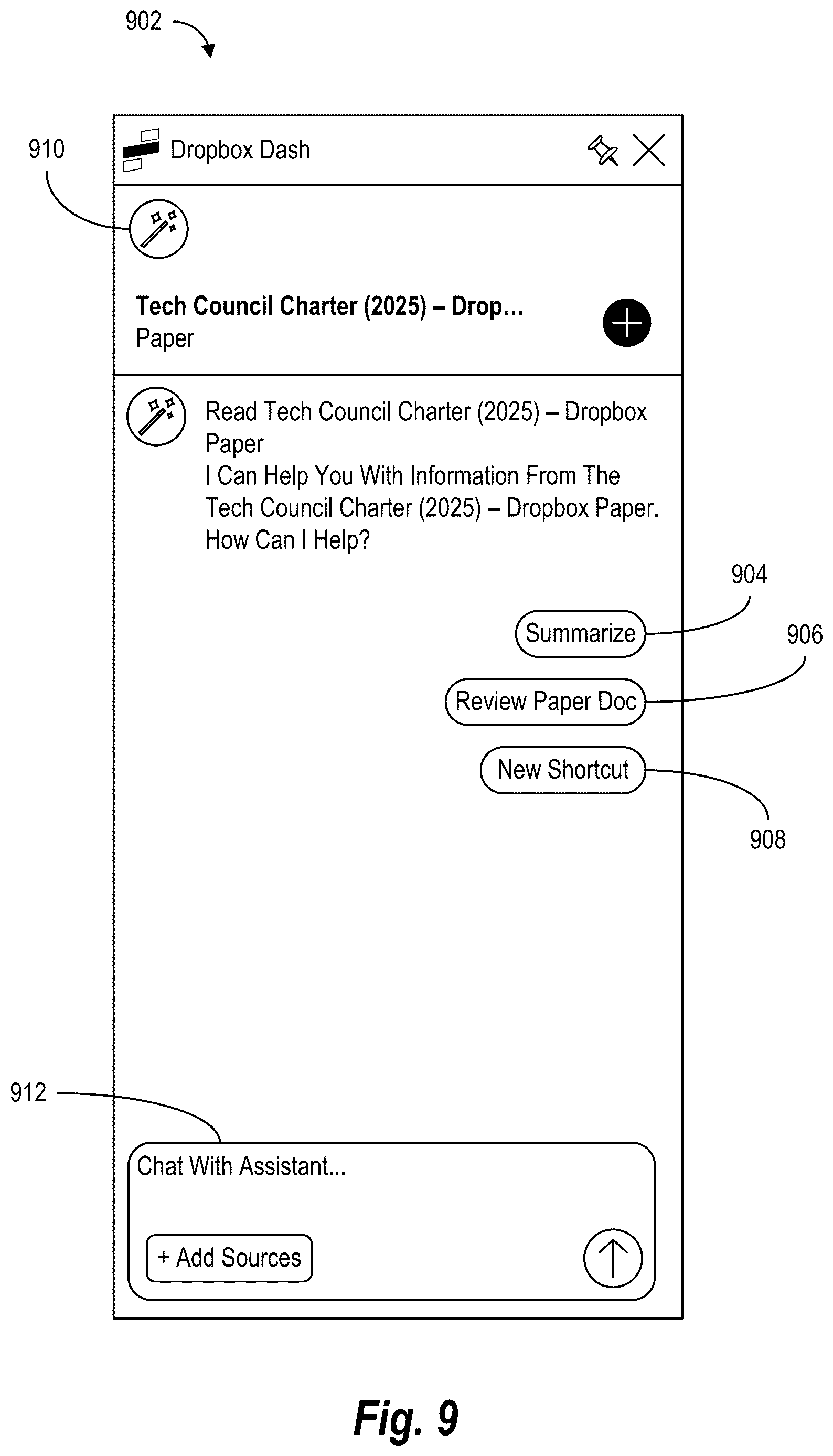 Patent US12541400 Figure 9 – Autonomous process execution for large language model function buttons