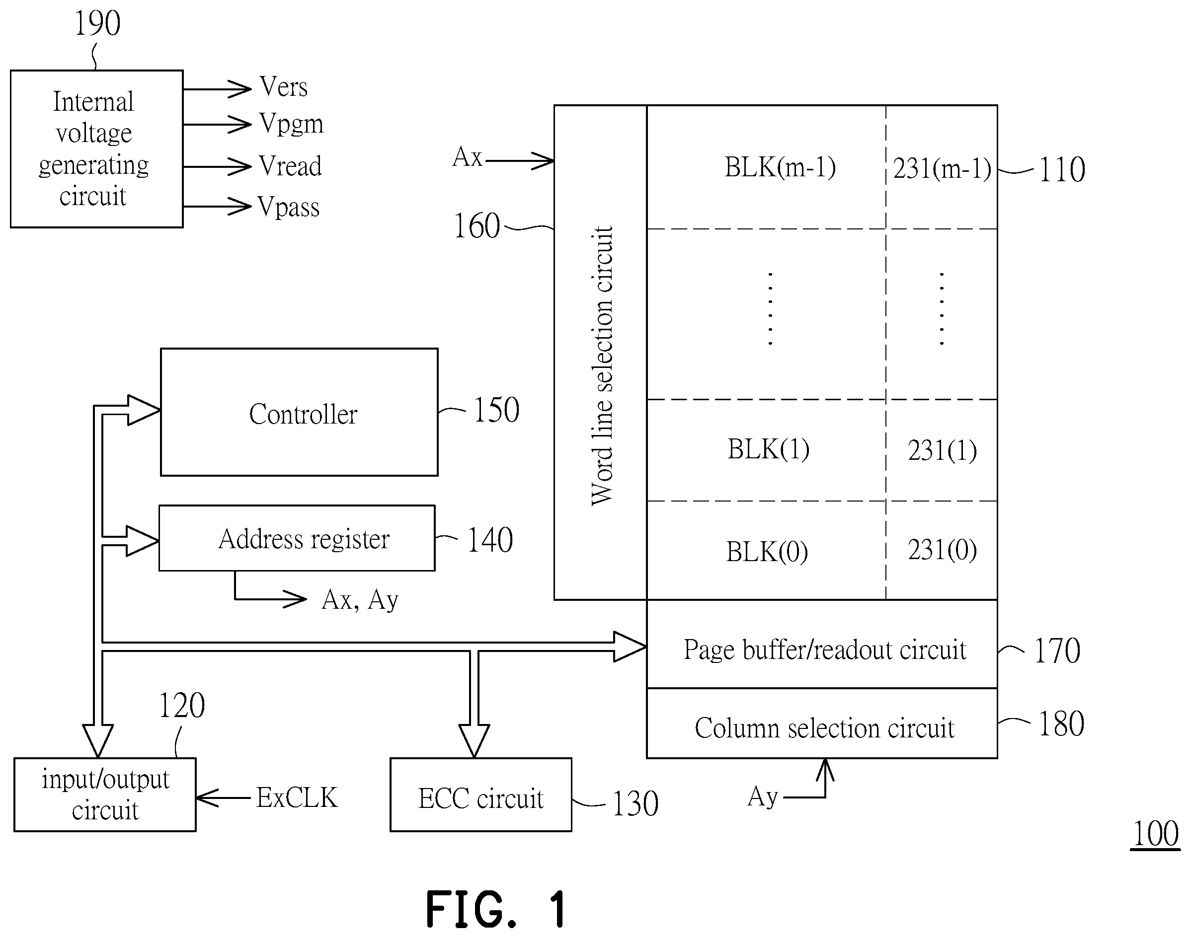 Patent US12541426 Figure 1 – Memory device with error correction code