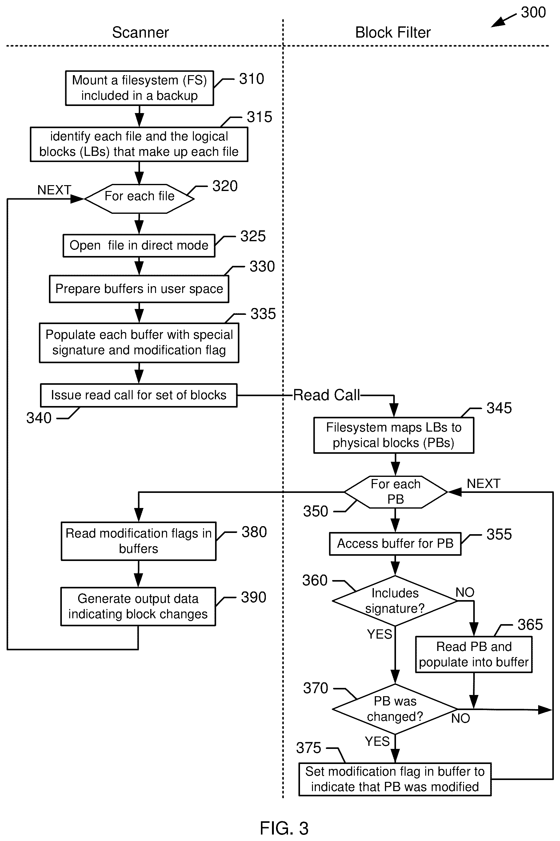 Patent US12541430 Figure 3 – Generating file-block change information for a backup