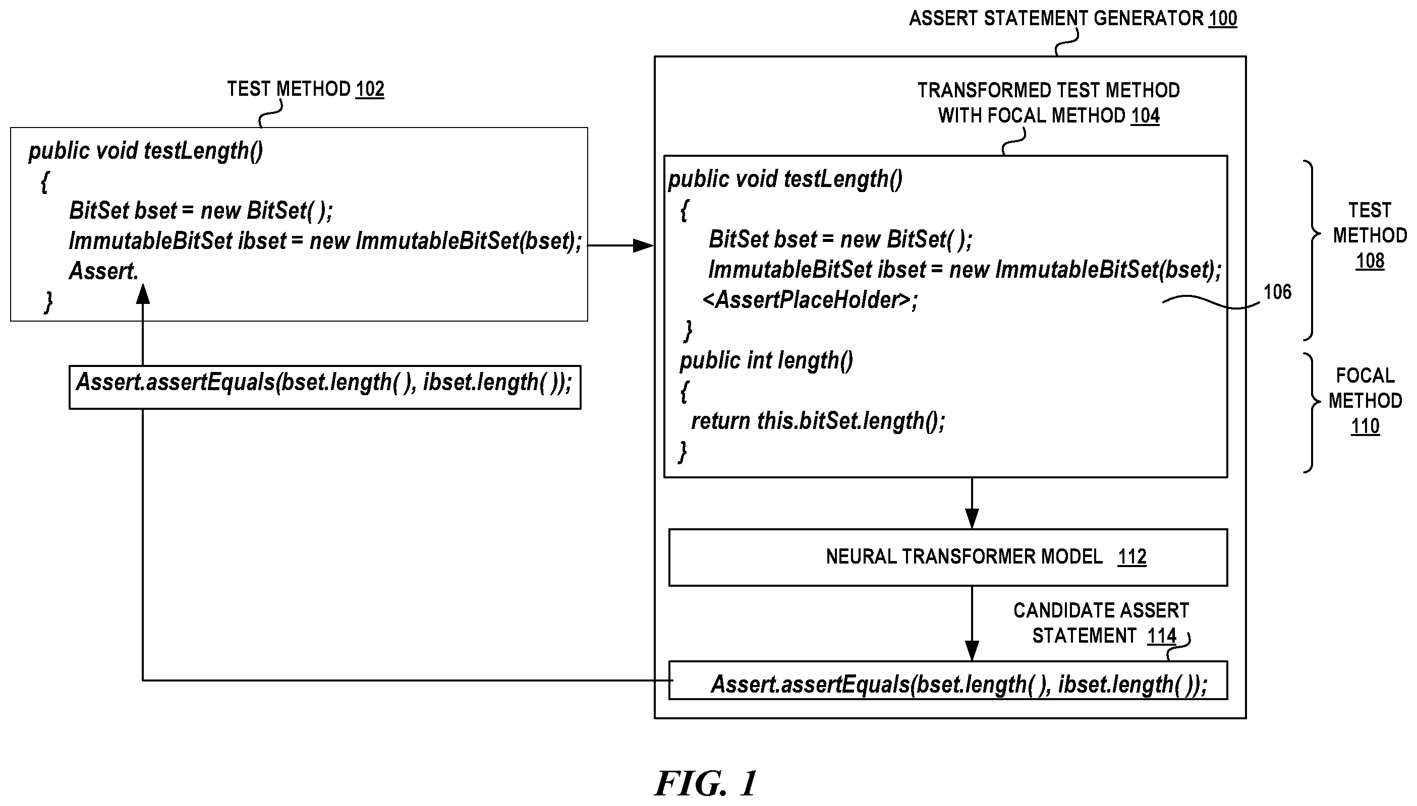 Patent US12541449 — Automatic generation of assert statements for unit test cases — Figure 1