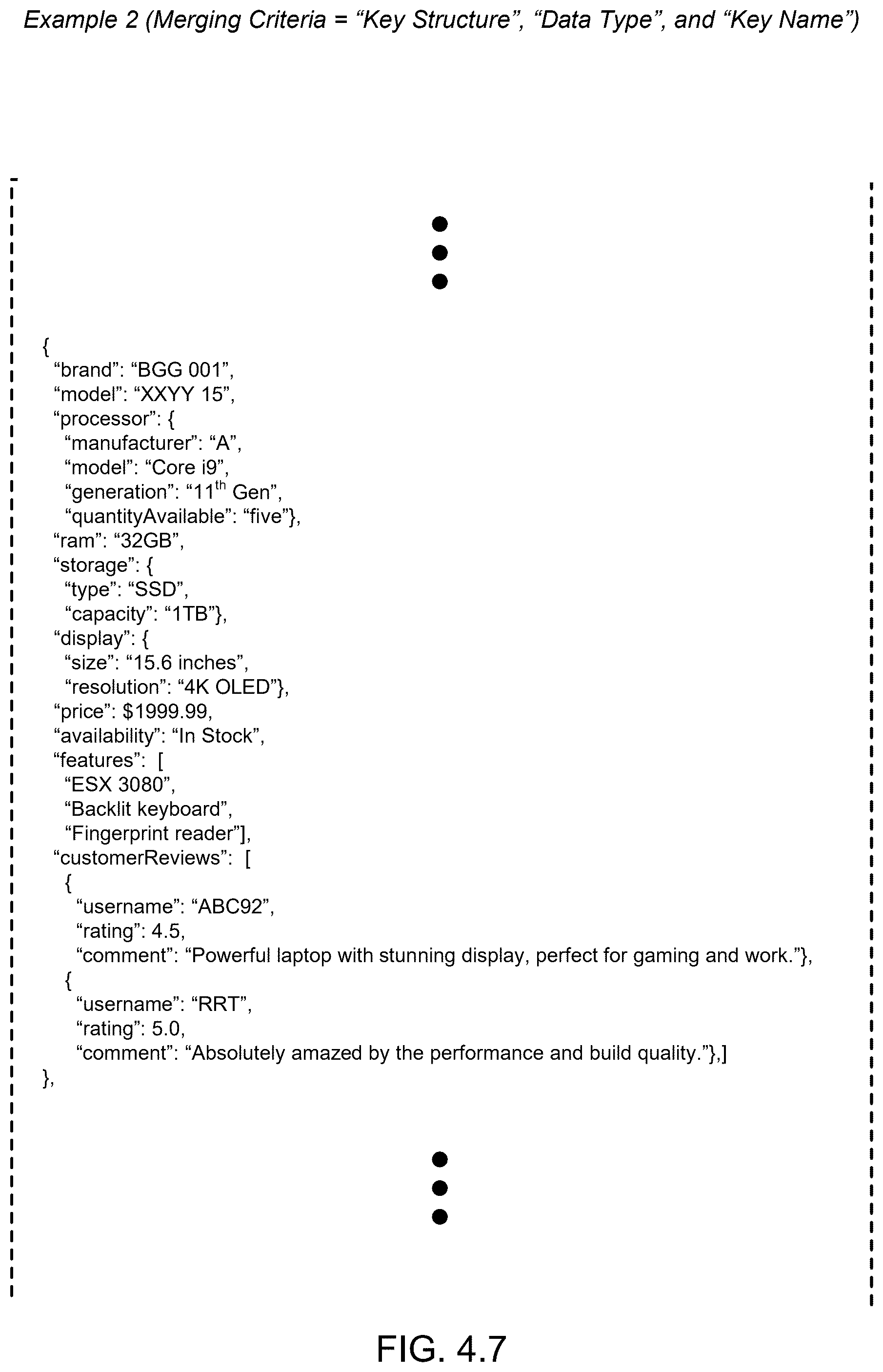 Patent US12541485 Figure 13 – Analysis of javascript object notation (JSON) structures generated through various sources