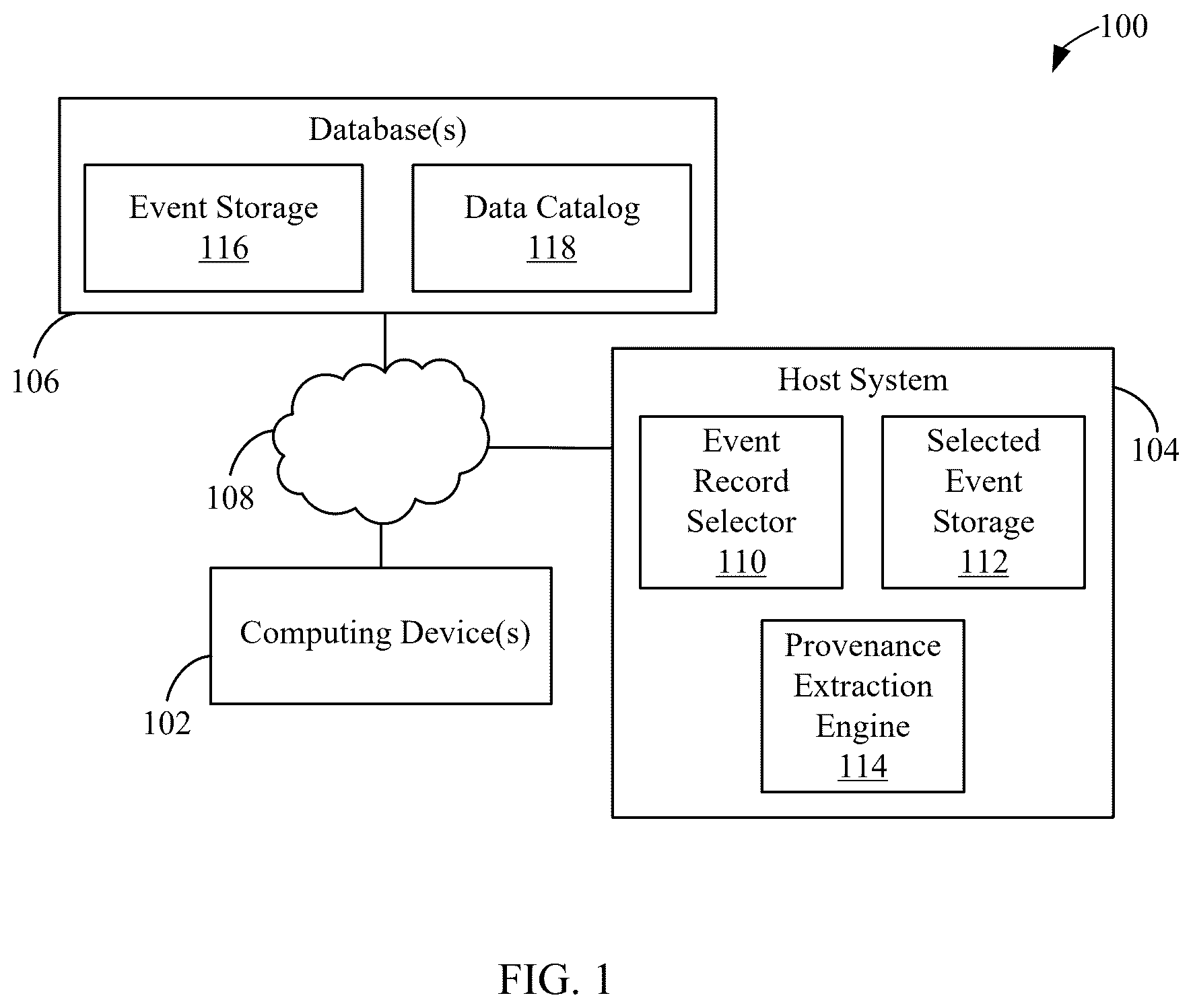 Patent US12541529 — Efficient extraction of provenance information from database query execution logs — Figure 1