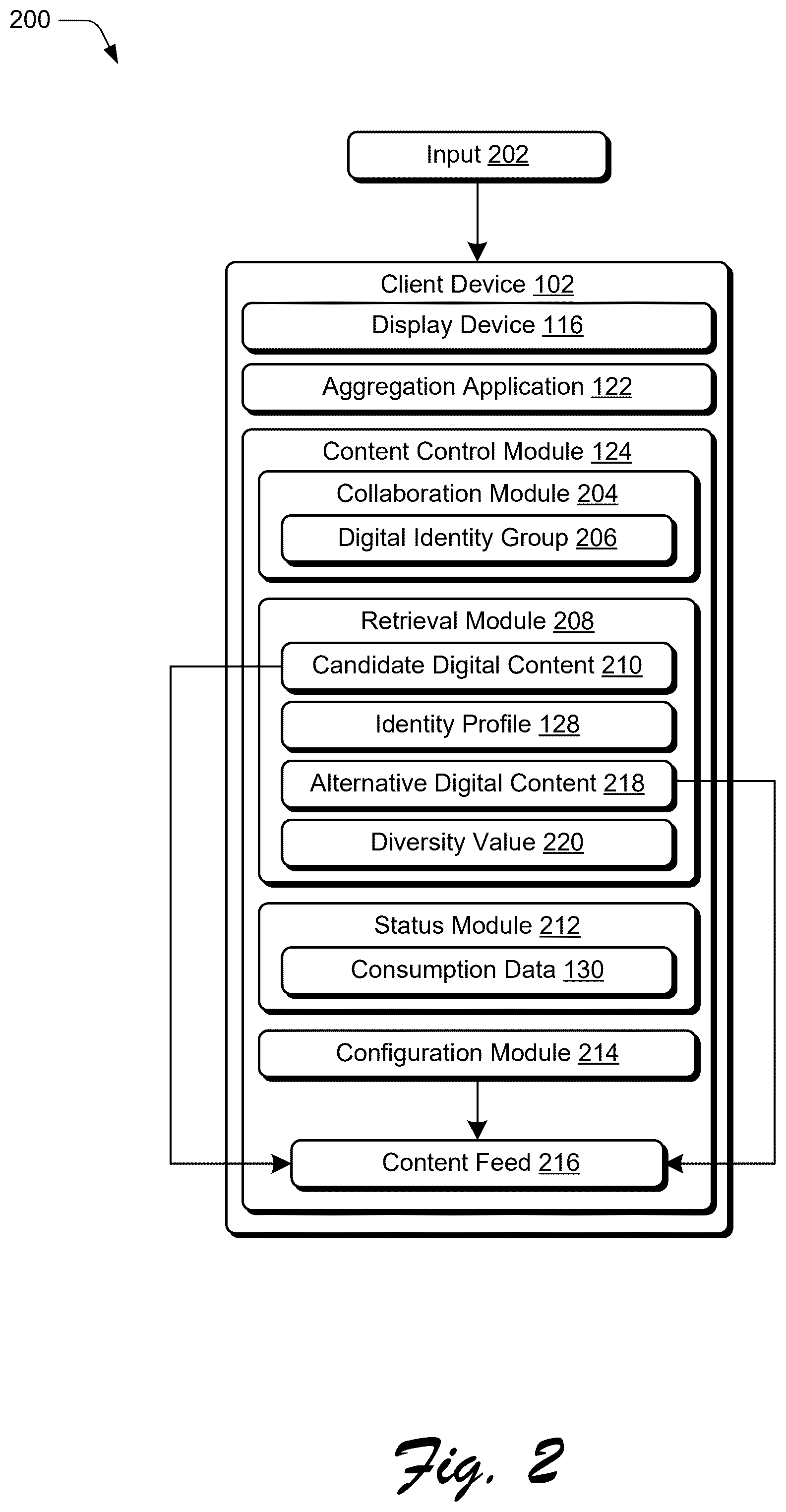 Patent US12541550 Figure 2 – Content recommendations based on consumption status
