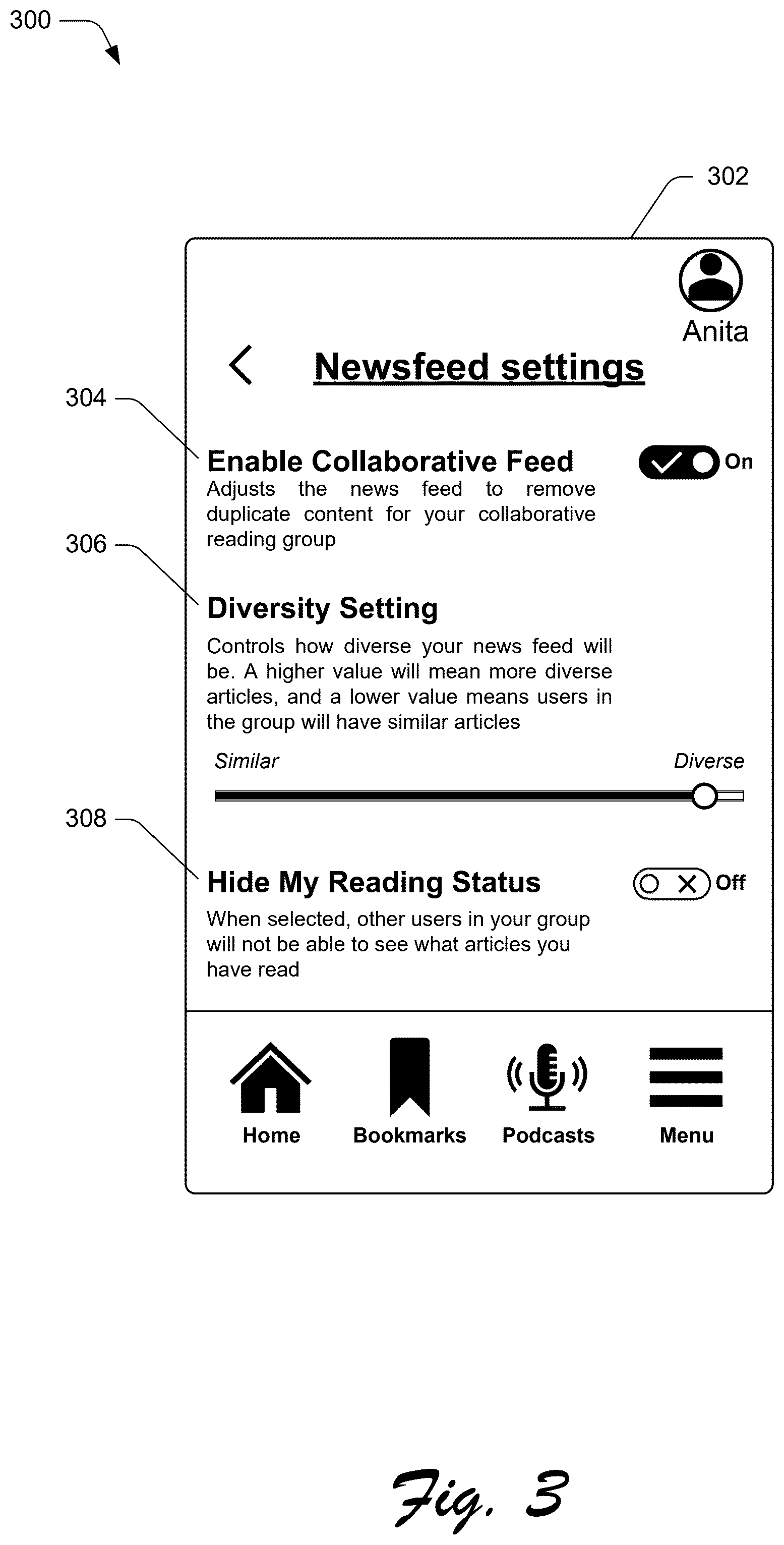 Patent US12541550 Figure 3 – Content recommendations based on consumption status