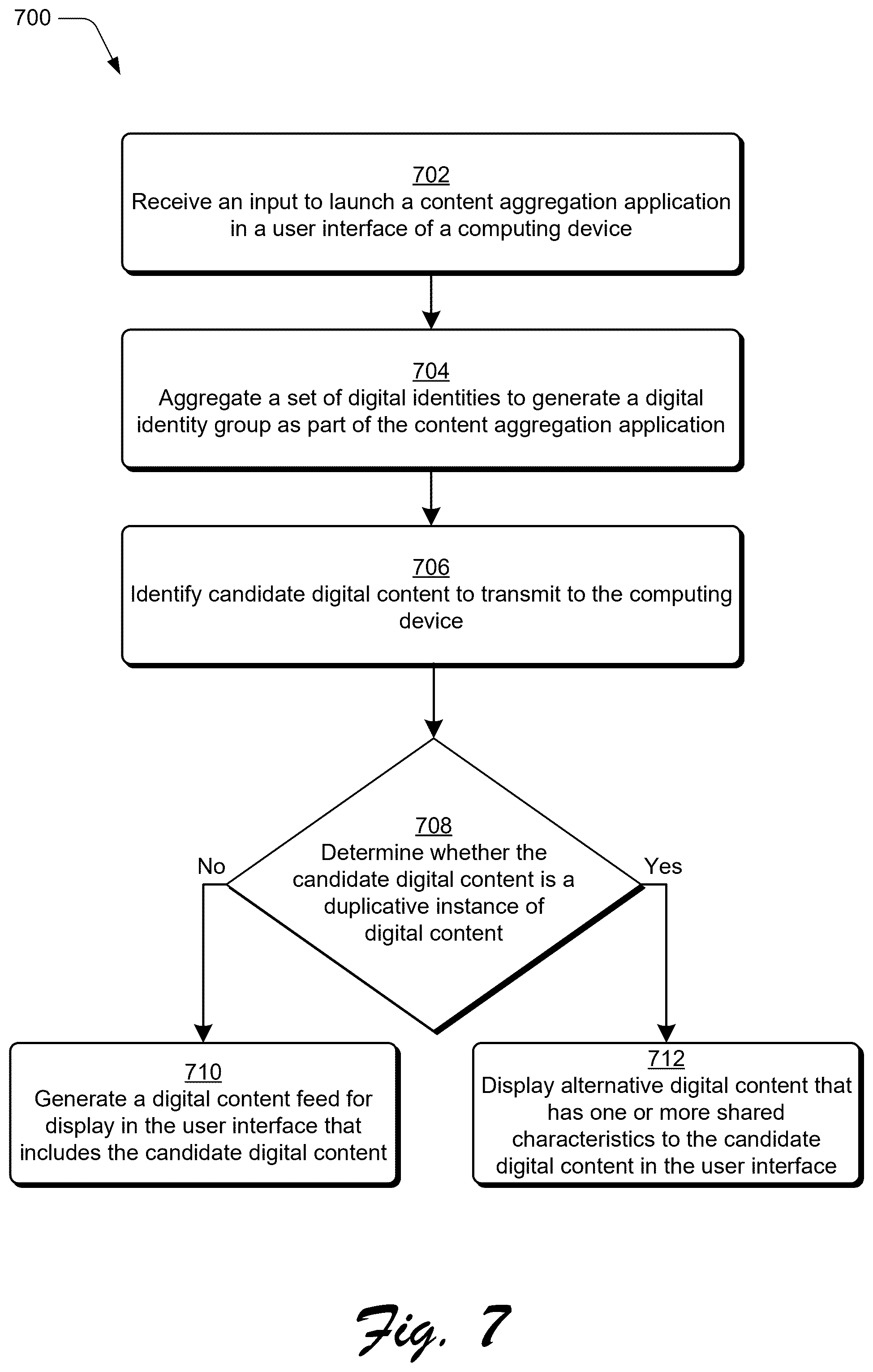 Patent US12541550 Figure 7 – Content recommendations based on consumption status