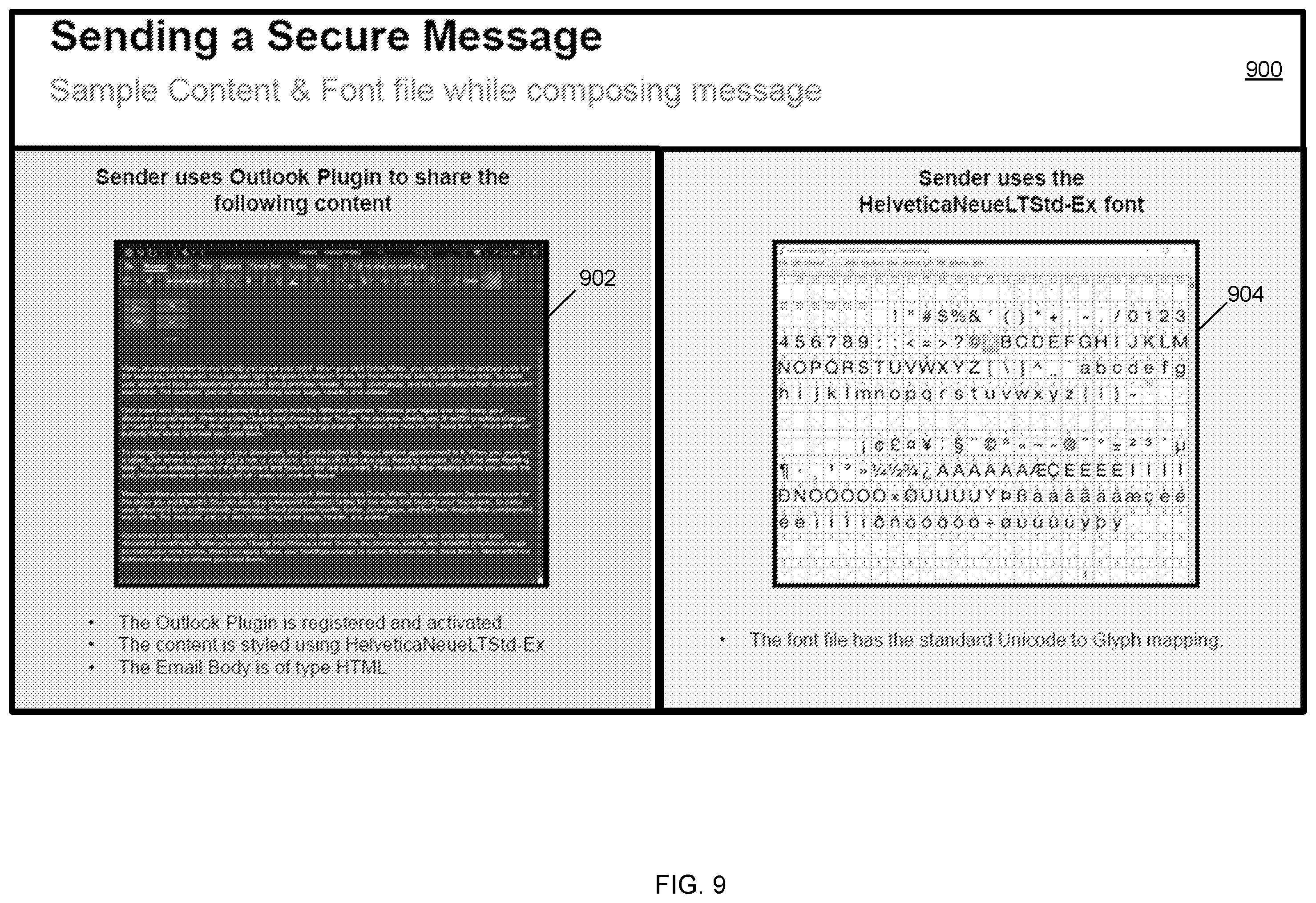 Patent US12541608 Figure 10 – Modifying fonts for obfuscating text and viewing obfuscated text