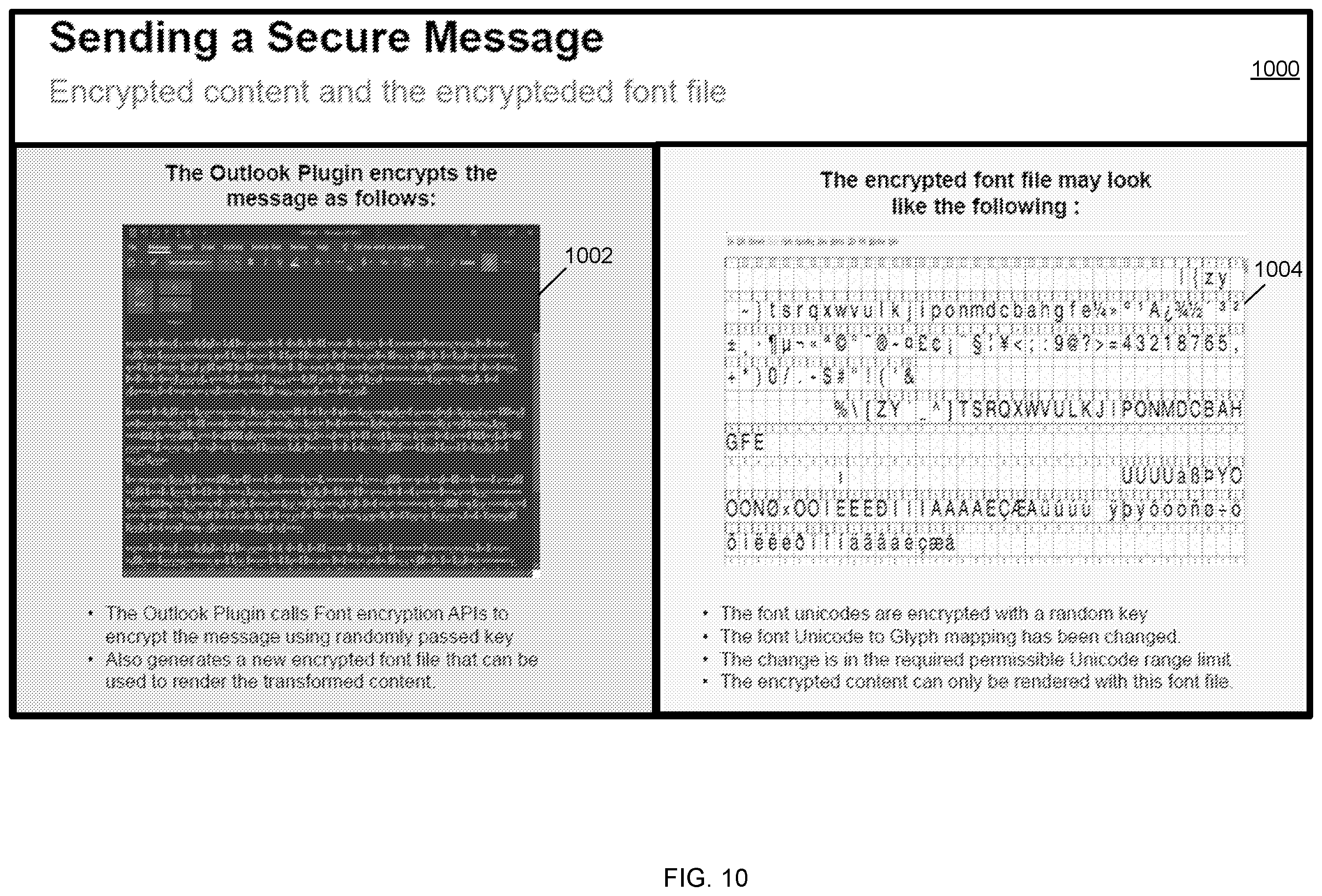 Patent US12541608 Figure 11 – Modifying fonts for obfuscating text and viewing obfuscated text