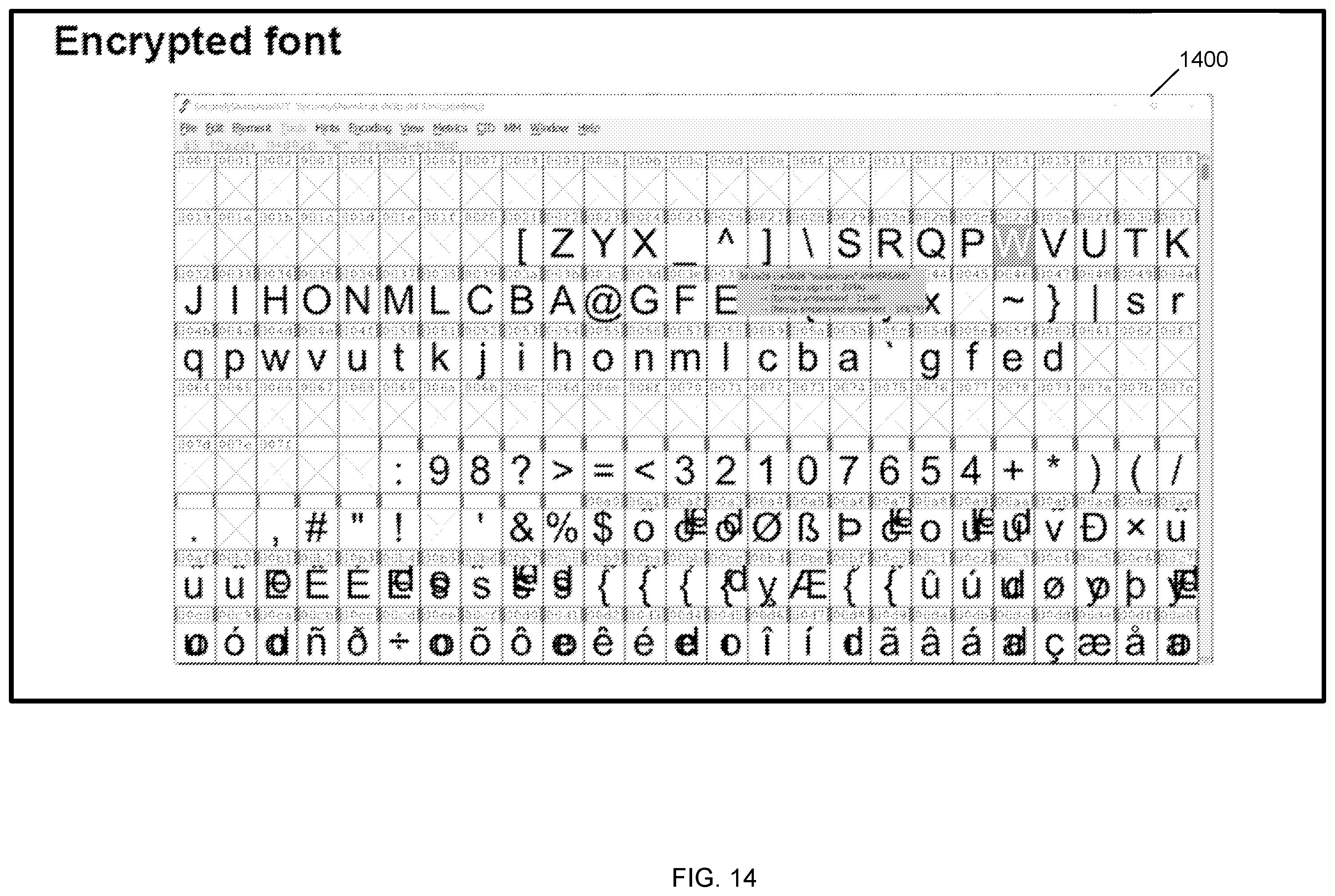 Patent US12541608 Figure 15 – Modifying fonts for obfuscating text and viewing obfuscated text