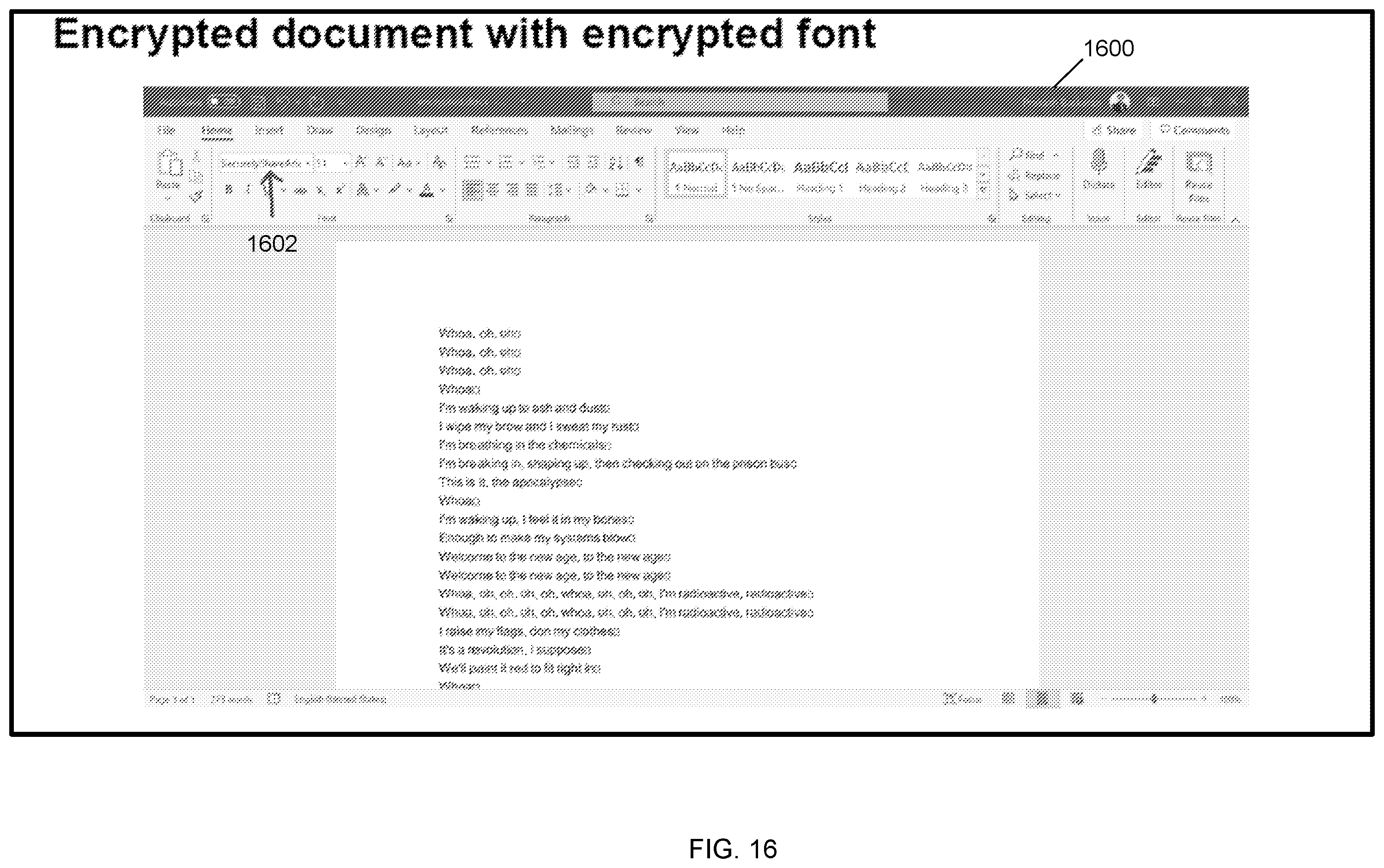 Patent US12541608 Figure 17 – Modifying fonts for obfuscating text and viewing obfuscated text