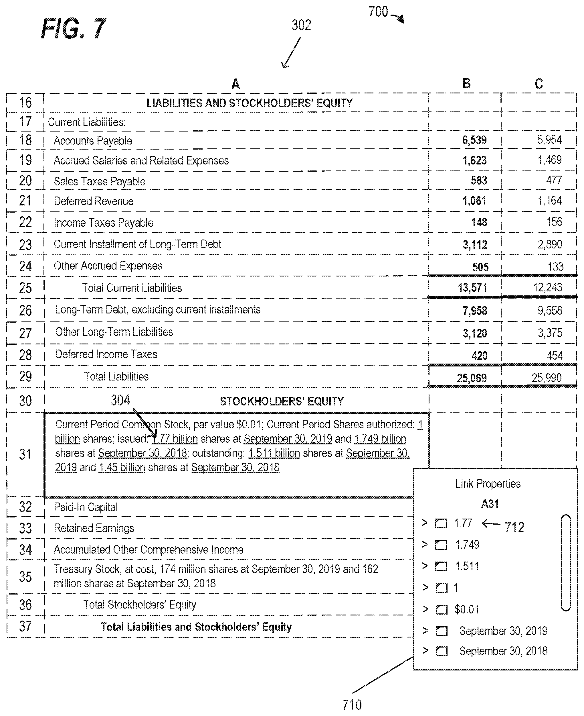 Patent US12541640 Figure 7 – Computing device for multiple cell linking