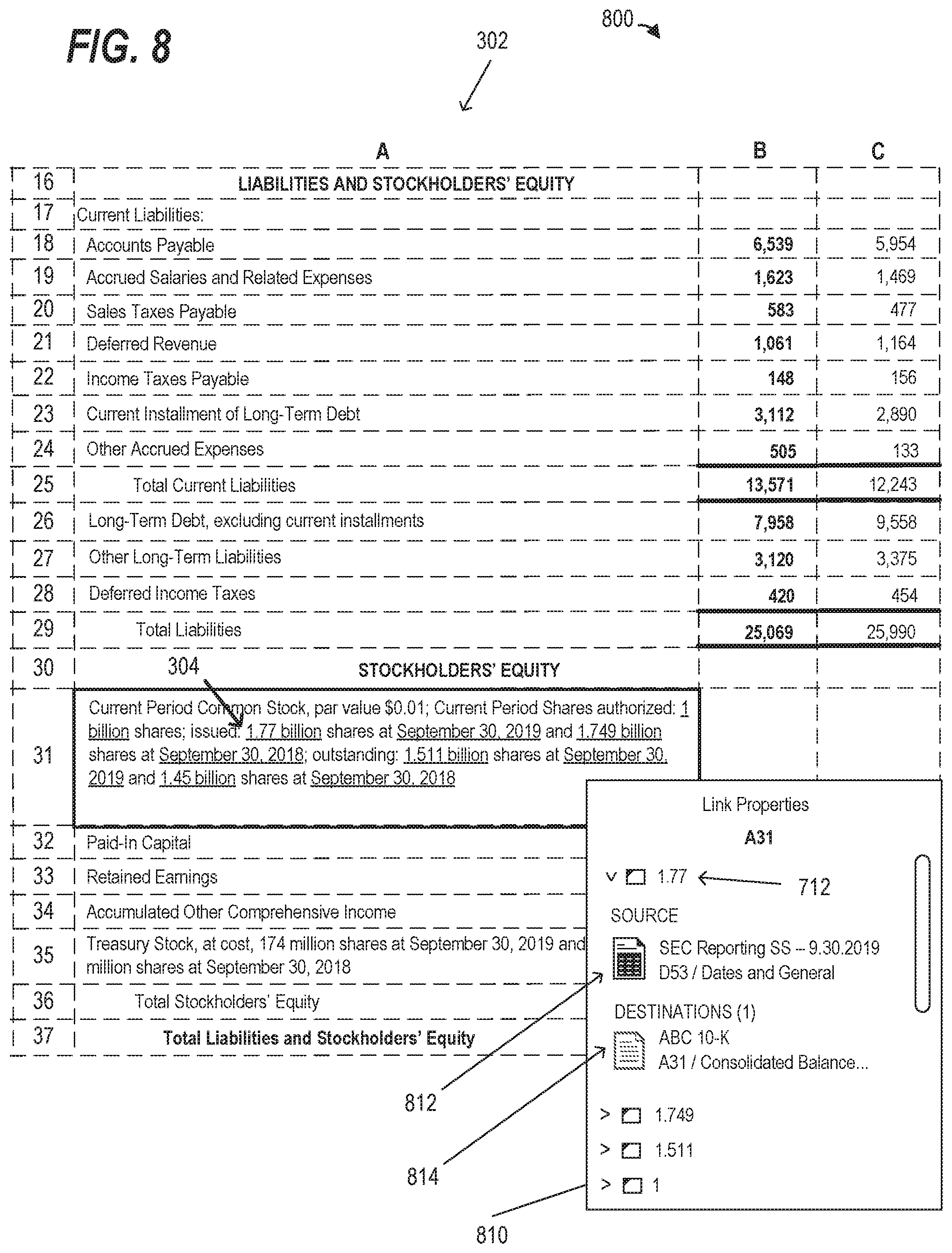 Patent US12541640 Figure 8 – Computing device for multiple cell linking