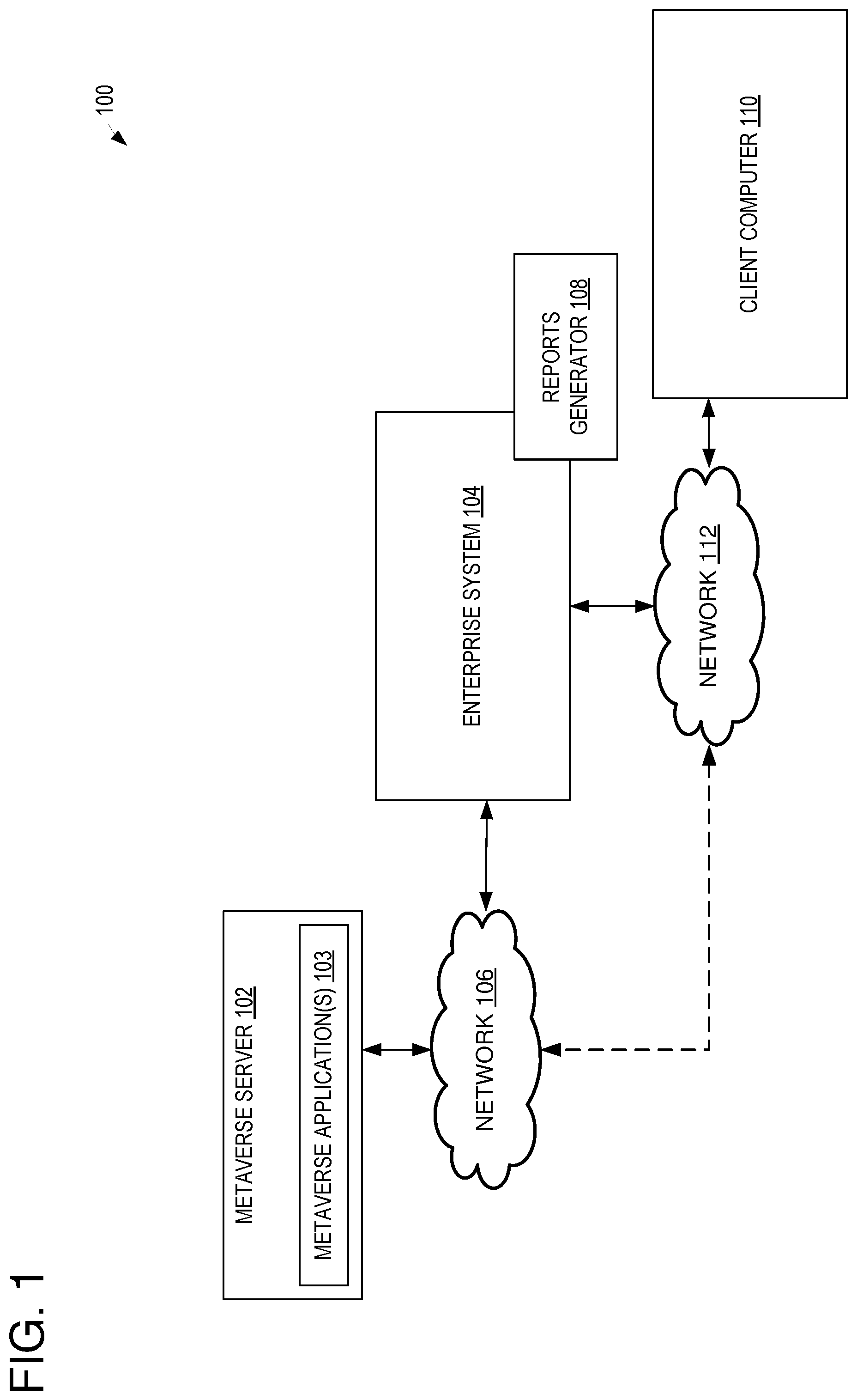 Patent US12541735 Figure 1 – Virtual location-aware reporting in metaverse systems