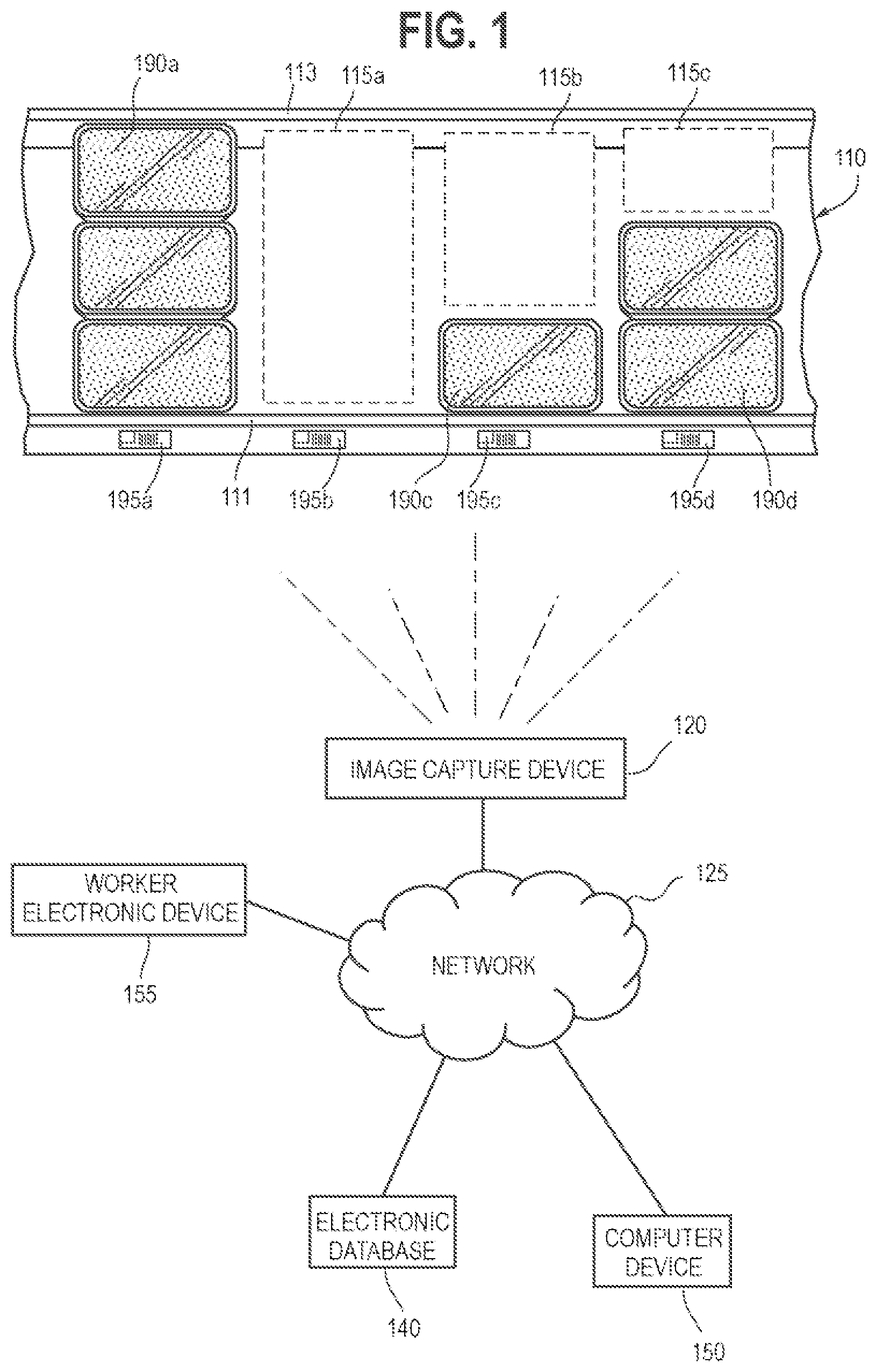 Patent US12541738 Figure 1 – Methods and systems for monitoring on-shelf inventory and detecting out of stock events