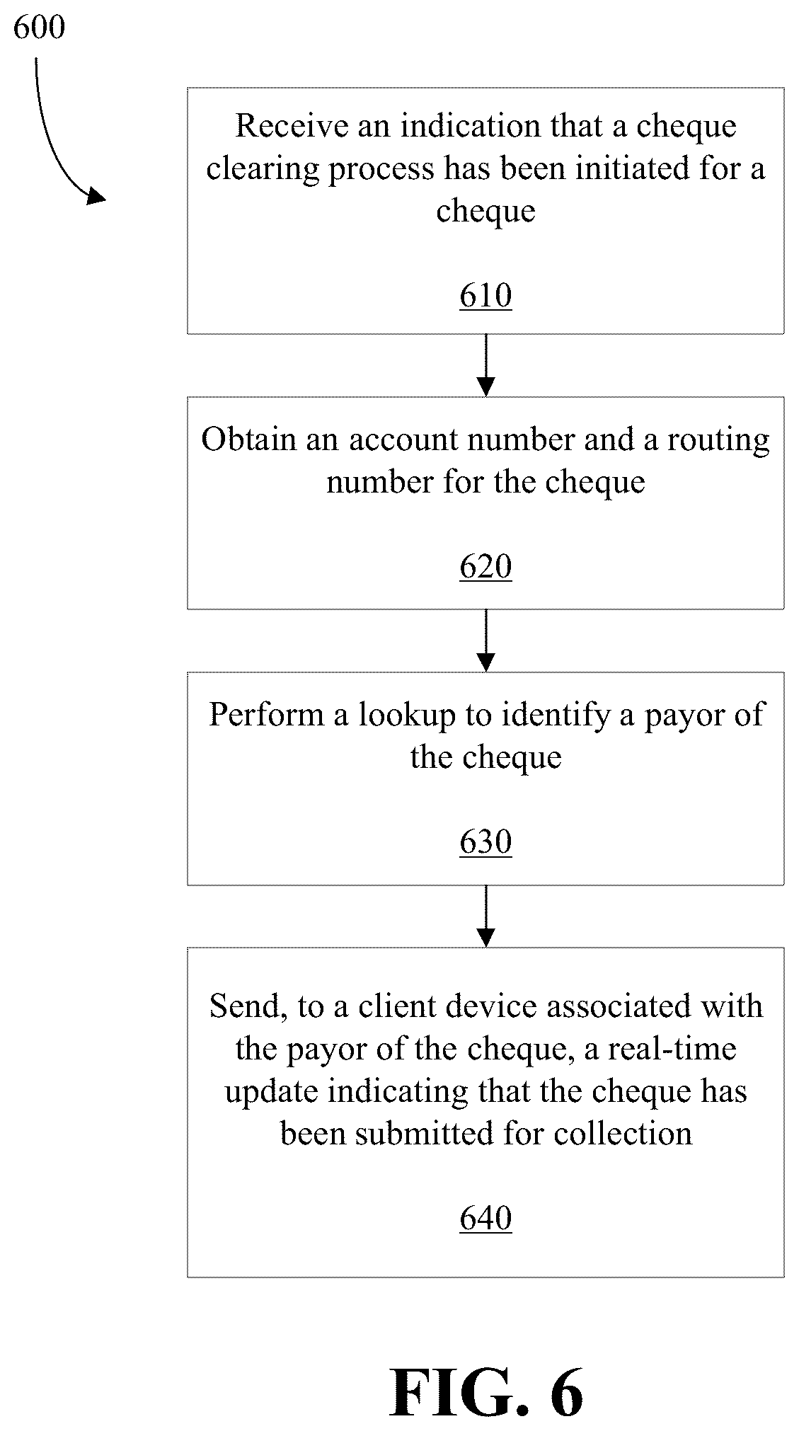 Patent US12541748 Figure 5 – System and method for providing real-time updates of cheque collection in a cheque clearing process