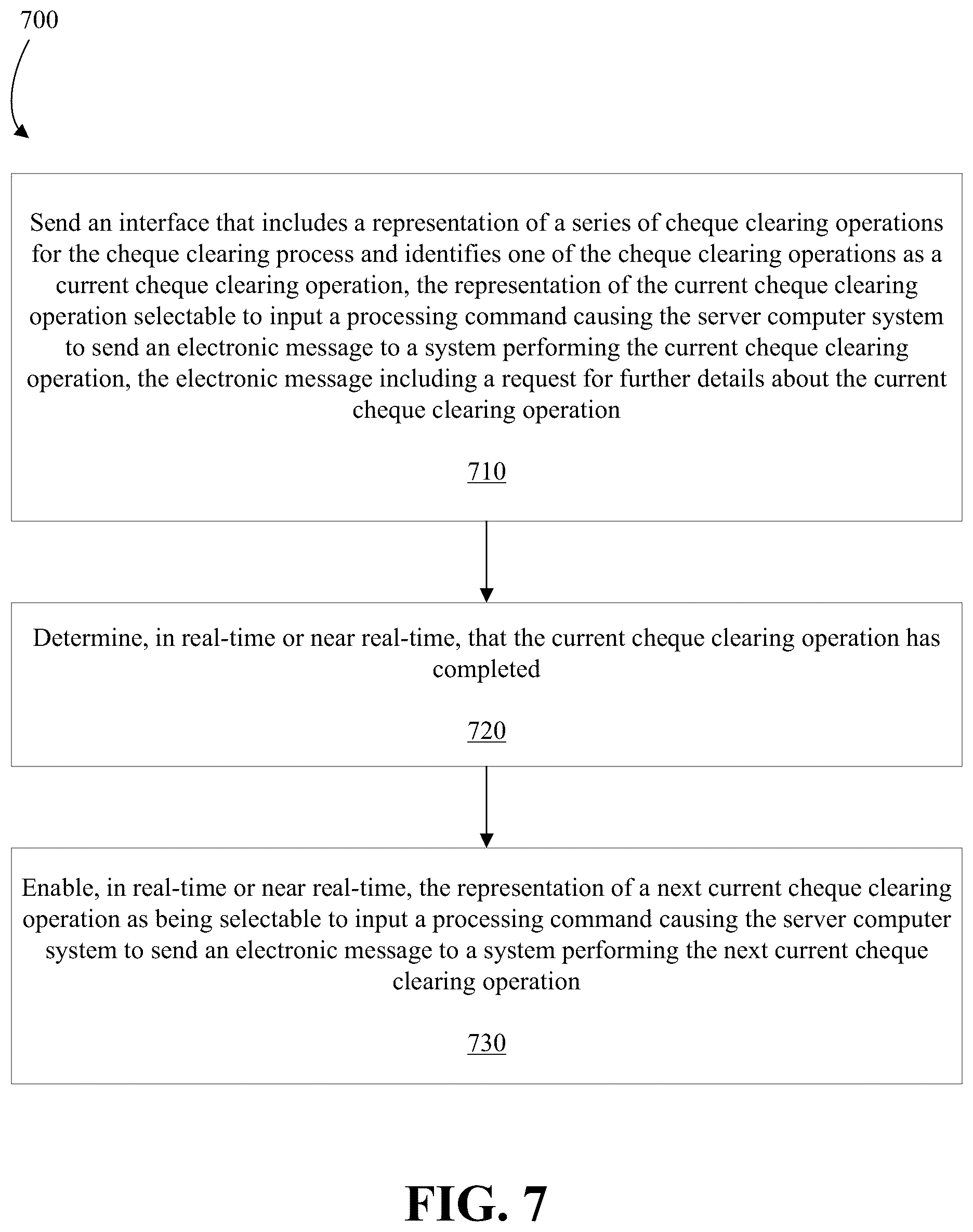 Patent US12541748 Figure 6 – System and method for providing real-time updates of cheque collection in a cheque clearing process