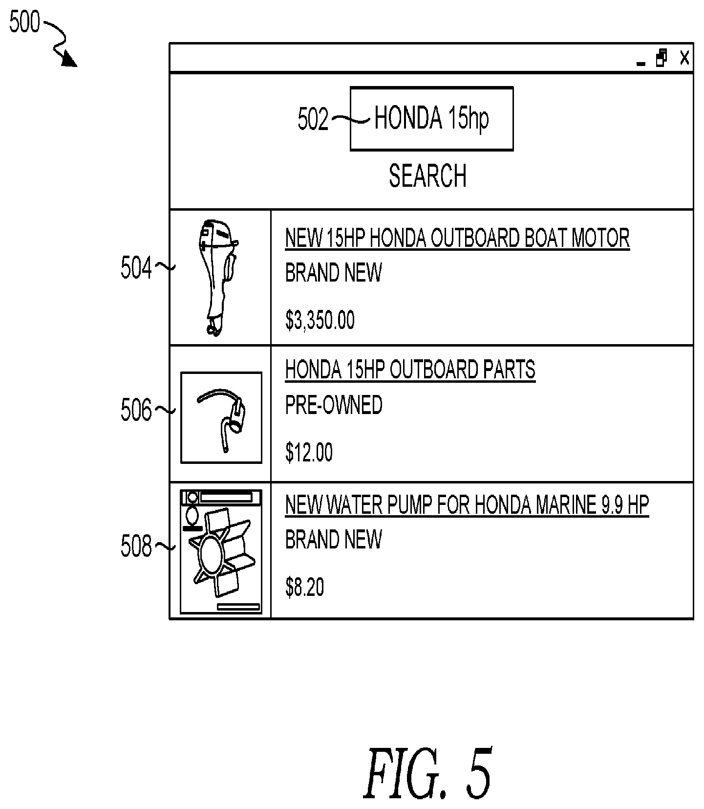 Patent US12541783 Figure 5 – Method, system, and article of manufacture for computer search engine ranking for accessory and sub-accessory requests