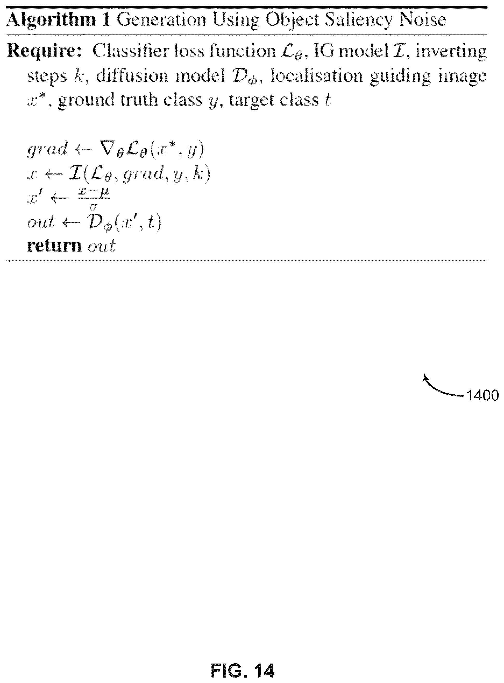Patent US12541821 Figure 14 – Diffusion model image generation